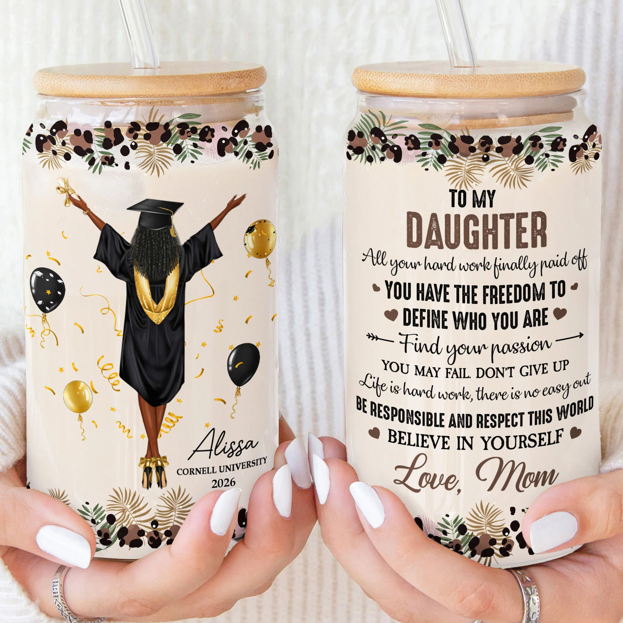 All Your Hard Work Finally Paid Off - Graduation Gift - Personalized Clear Glass Cup - Image 3