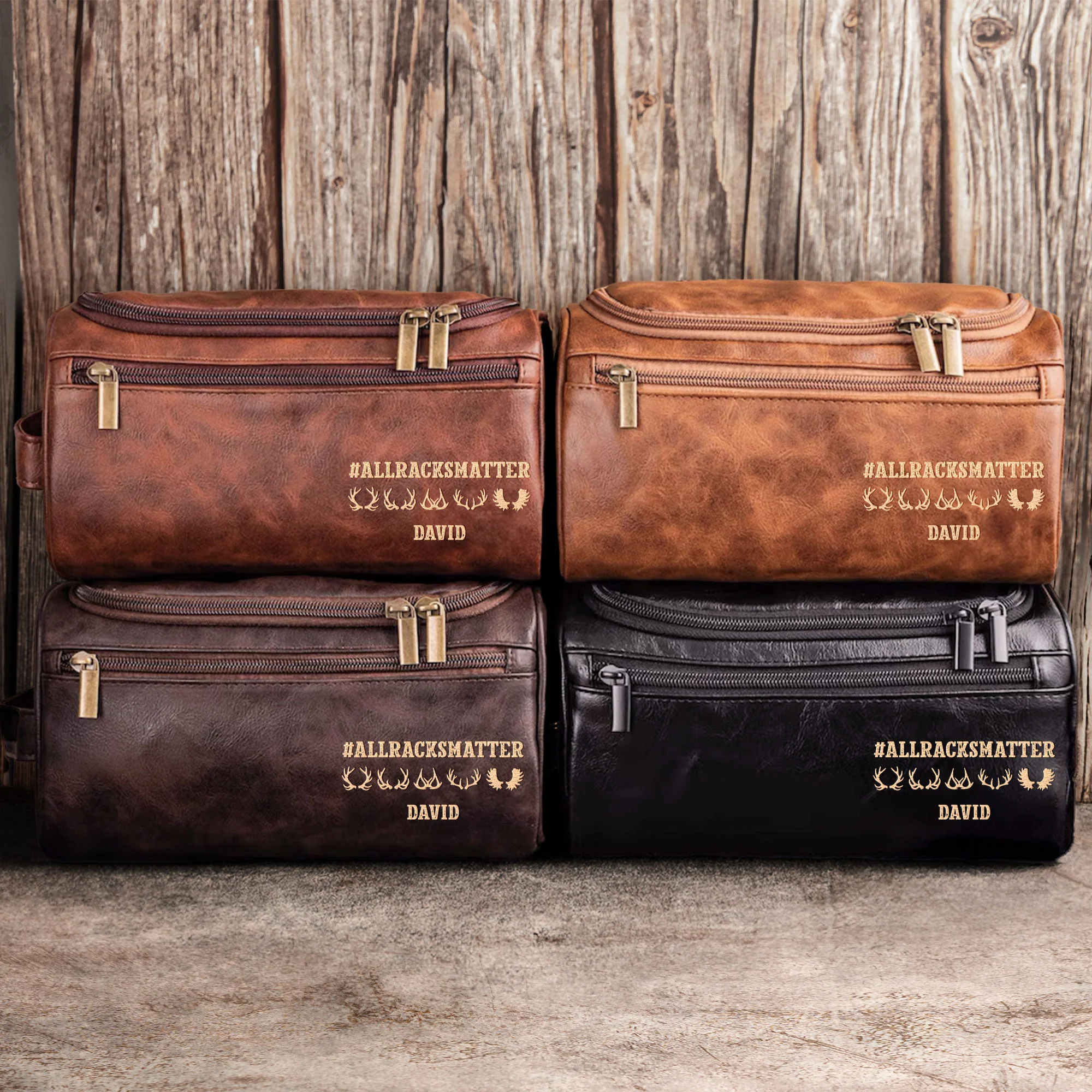 #AllRacksMatter - Personalized Leather Toiletry Bag - Image 4