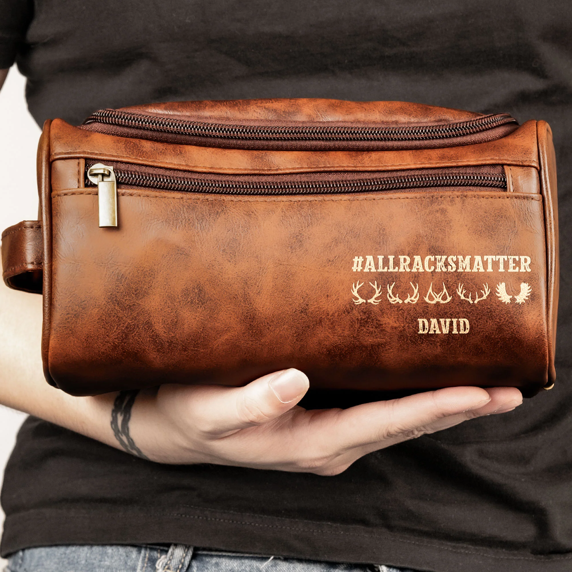 #AllRacksMatter - Personalized Leather Toiletry Bag - Image 6