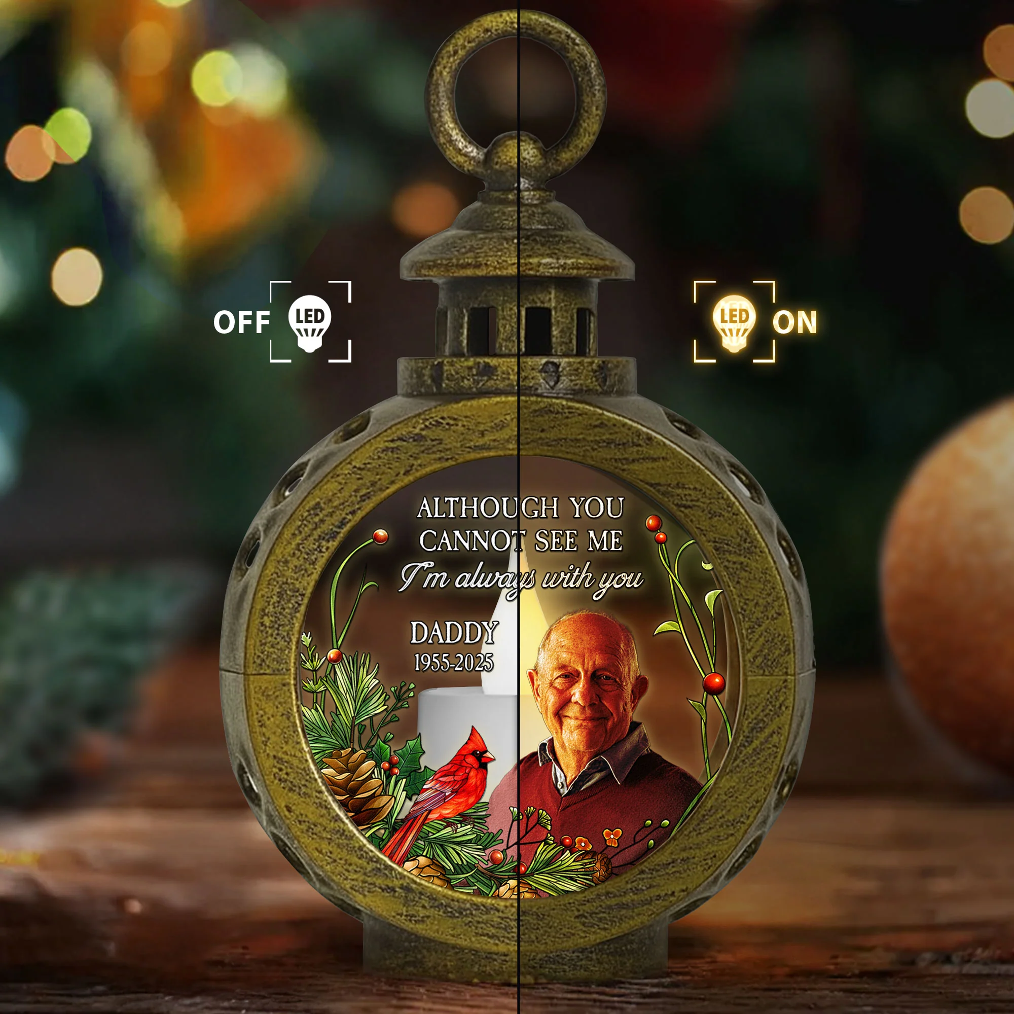 Although You Cannot See Me I'm Always With You - Personalized Photo Lantern Night Light - Image 4