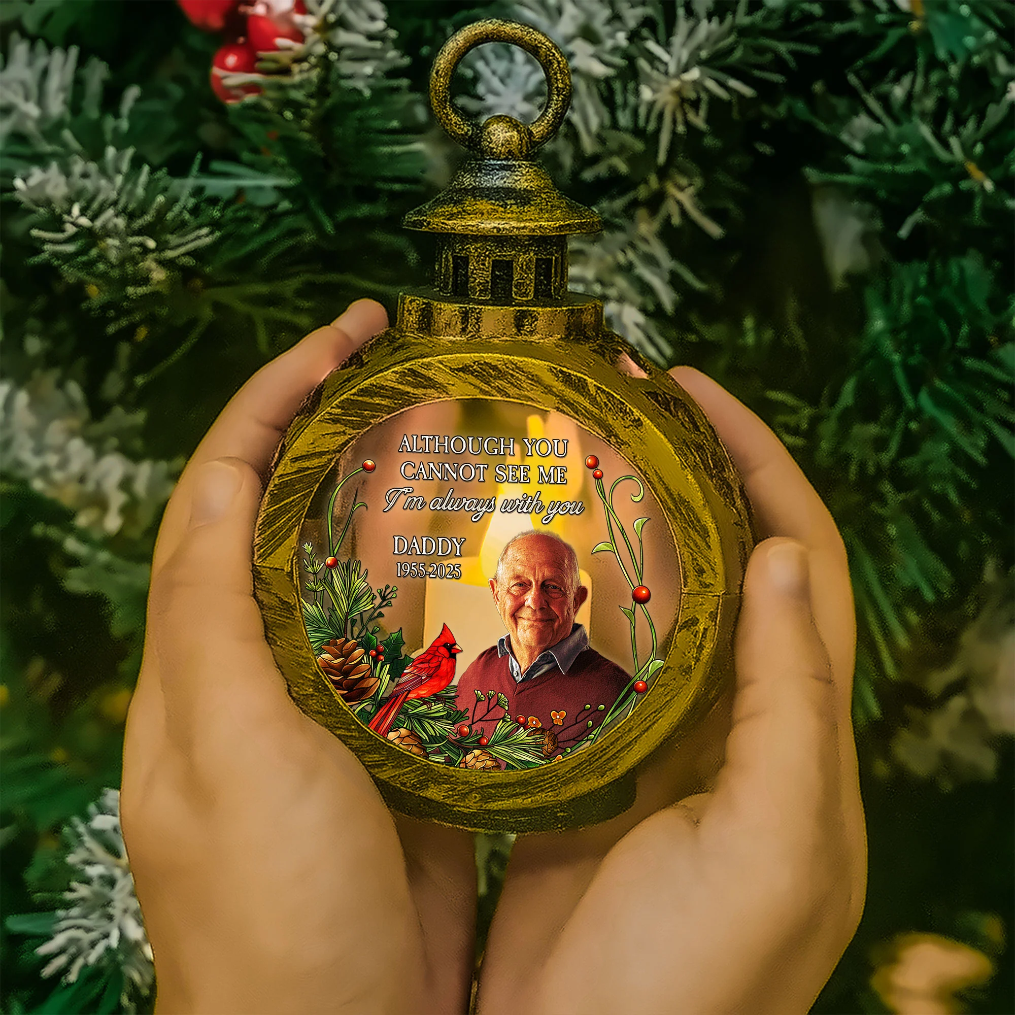 Although You Cannot See Me I'm Always With You - Personalized Photo Lantern Night Light - Image 5