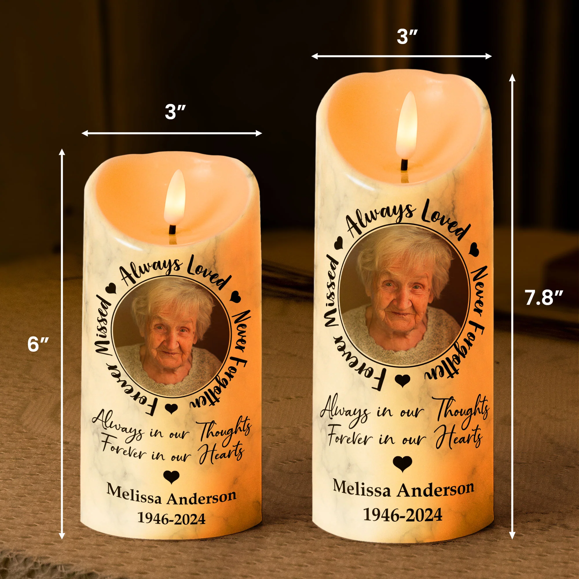 Always Loved, Never Forgotten, Forever Missed - Personalized Photo LED Candle - Image 7