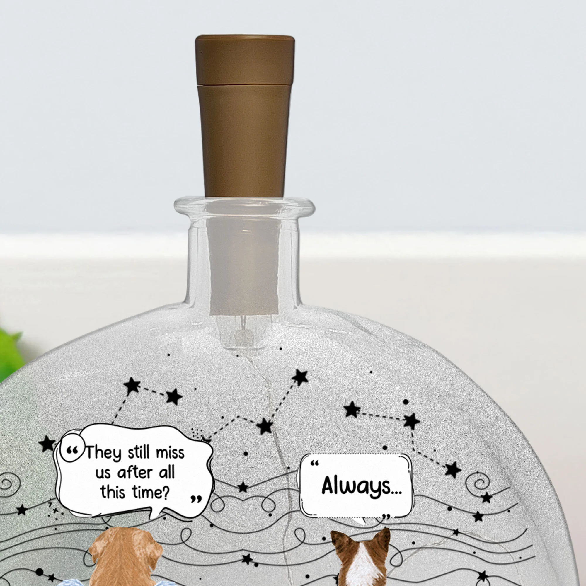 Always Missed For Loss Of Dogs, Cats, Pets - Personalized Round Flat Bottle Light - Image 3