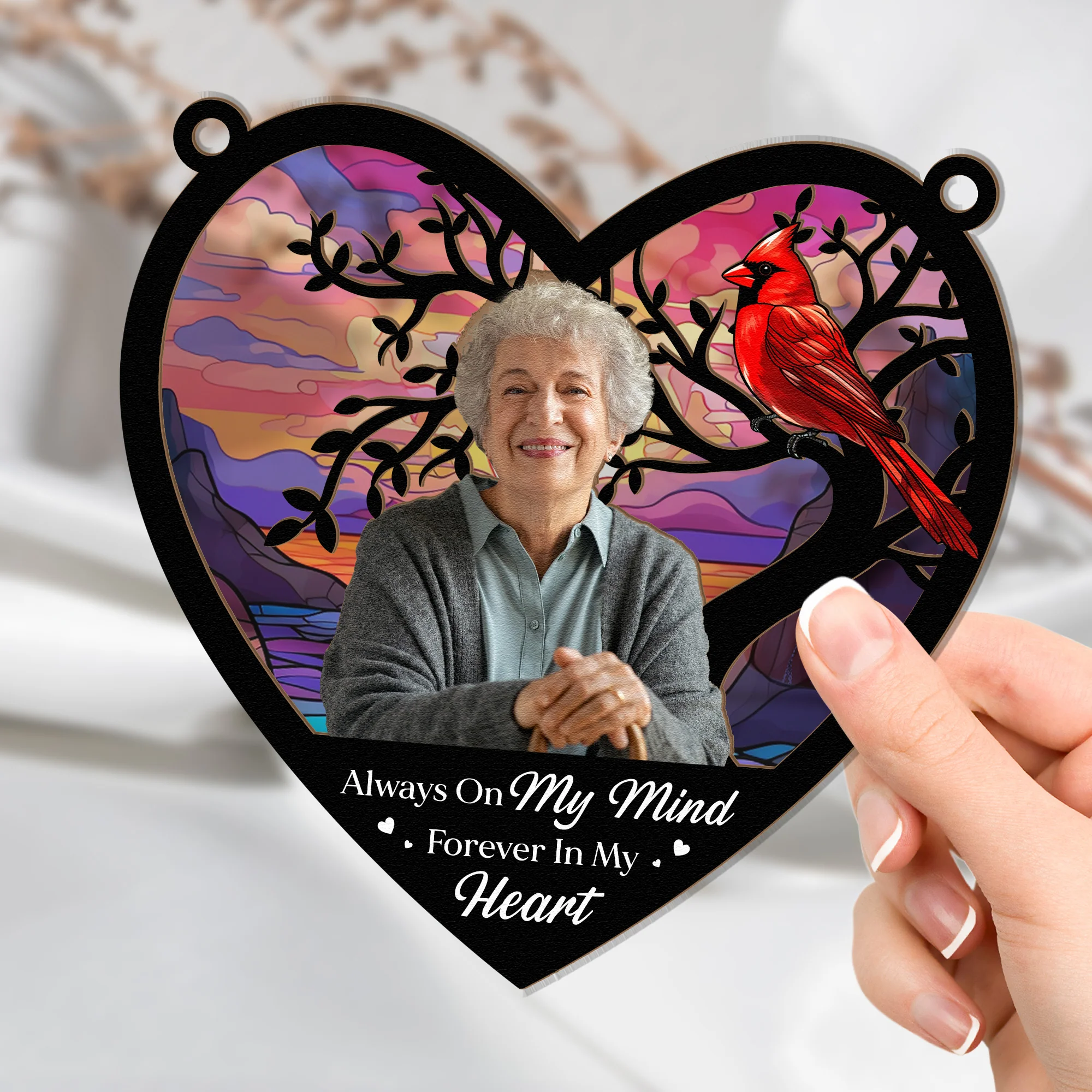 Always On My Mind - Personalized Window Hanging Suncatcher Photo Ornament - Image 2