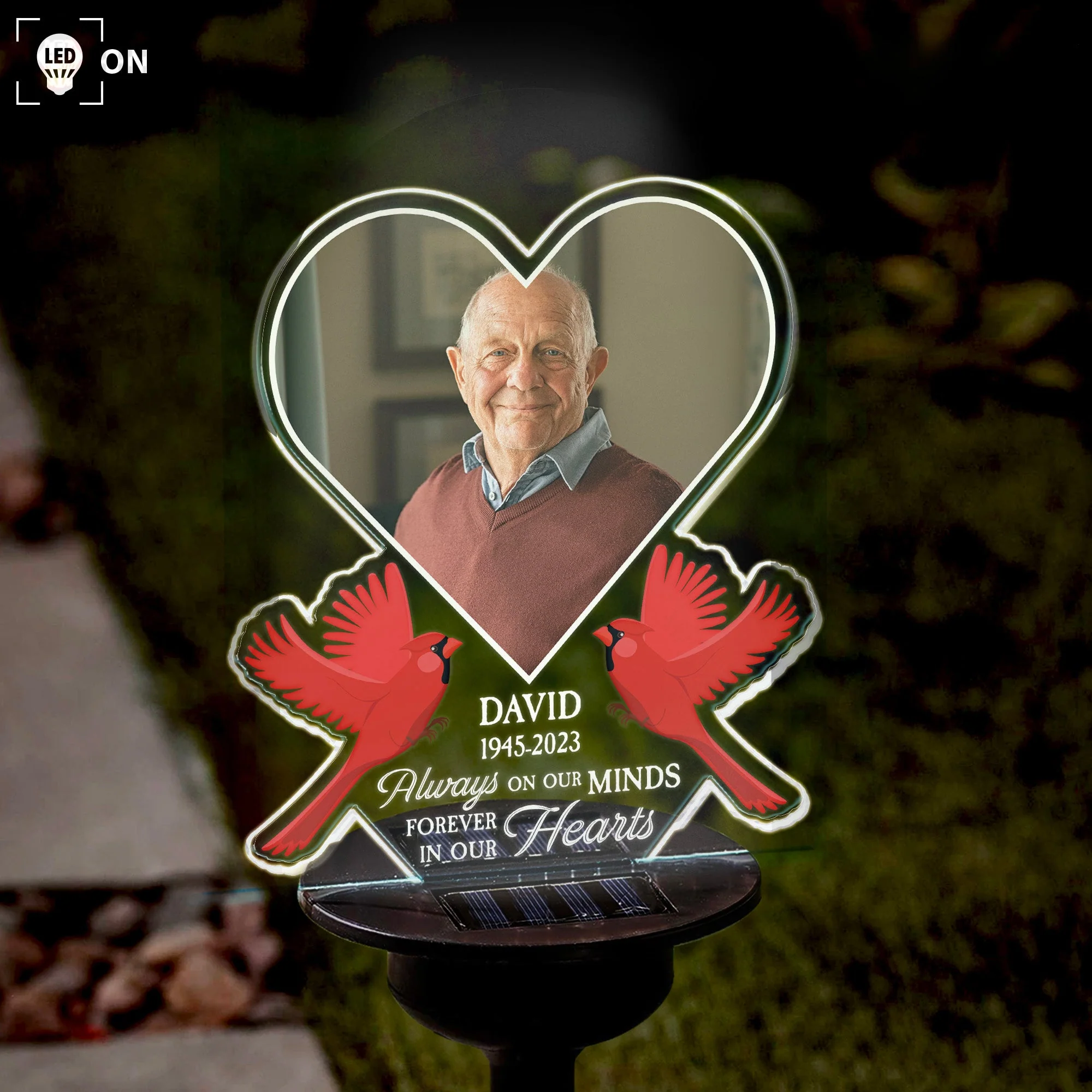 Always On Our Minds Forever In Our Hearts - Personalized Photo Solar Light - Image 2