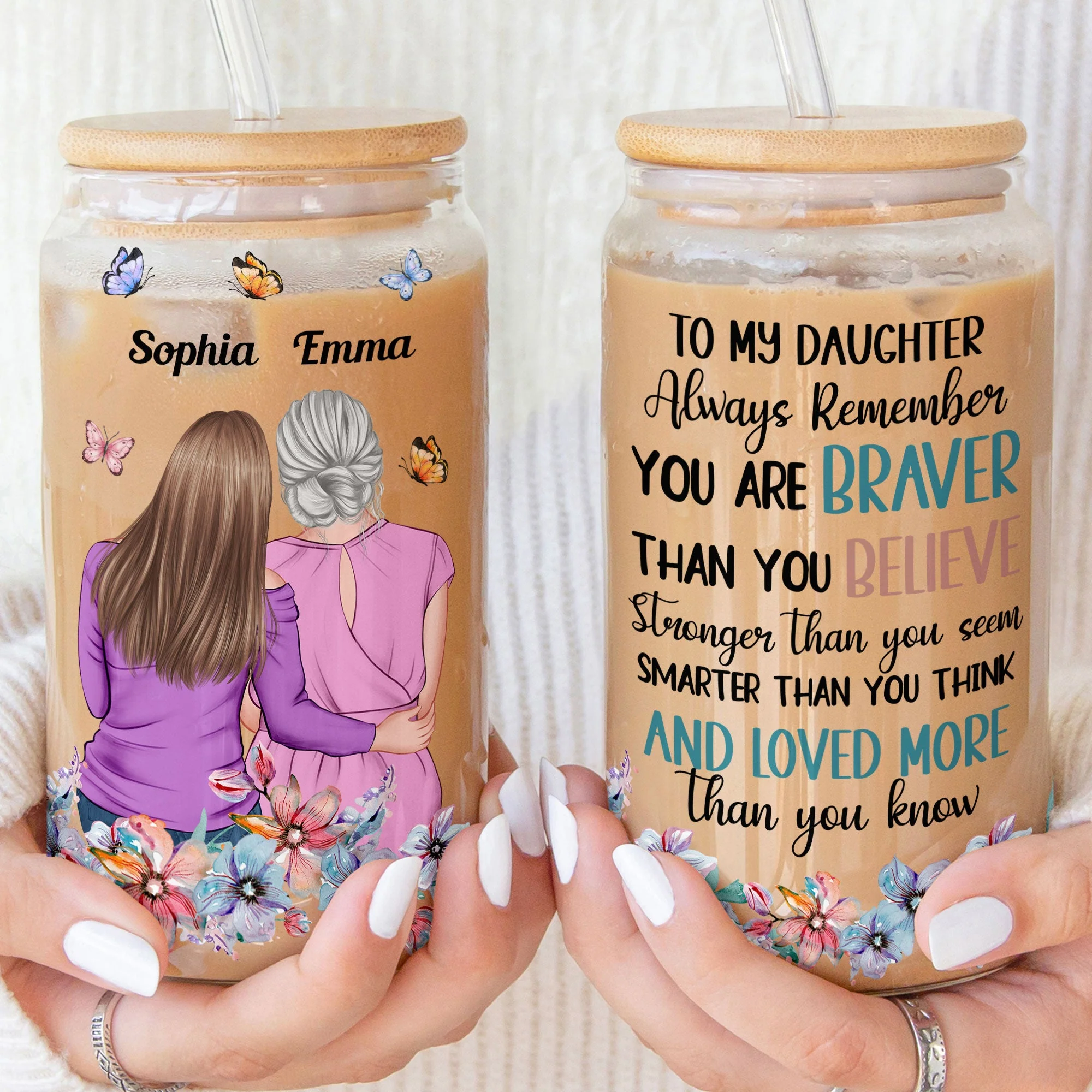 Always Remember You Are Braver - Personalized Clear Glass Cup - Image 3