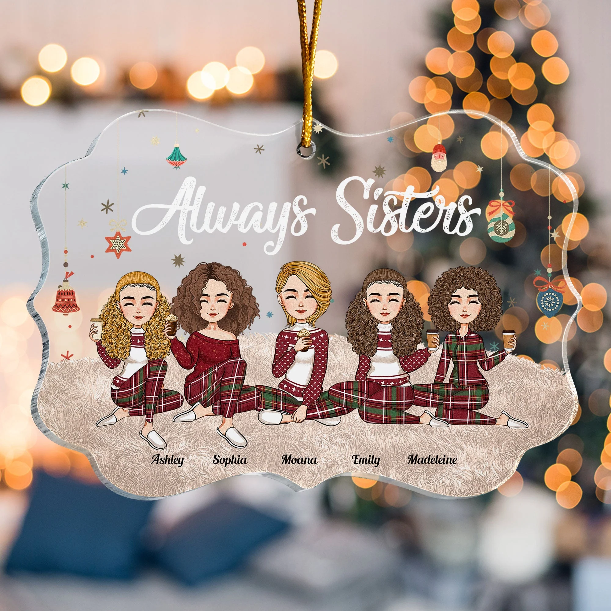 Always Sisters - New Version - Personalized Acrylic Ornament - Image 4