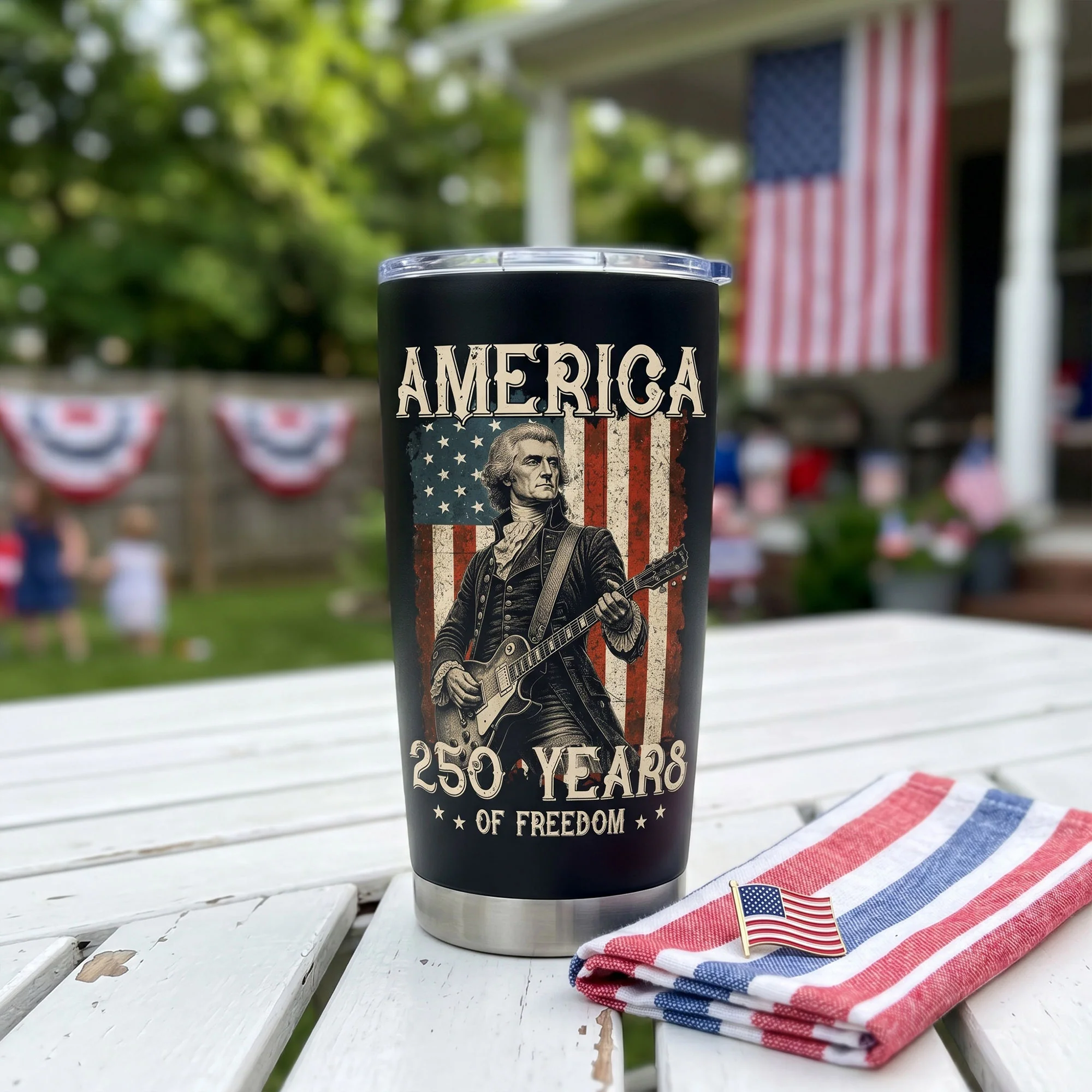 America 1776-2026 Presidents Playing Instruments - Personalized Tumbler - Image 3