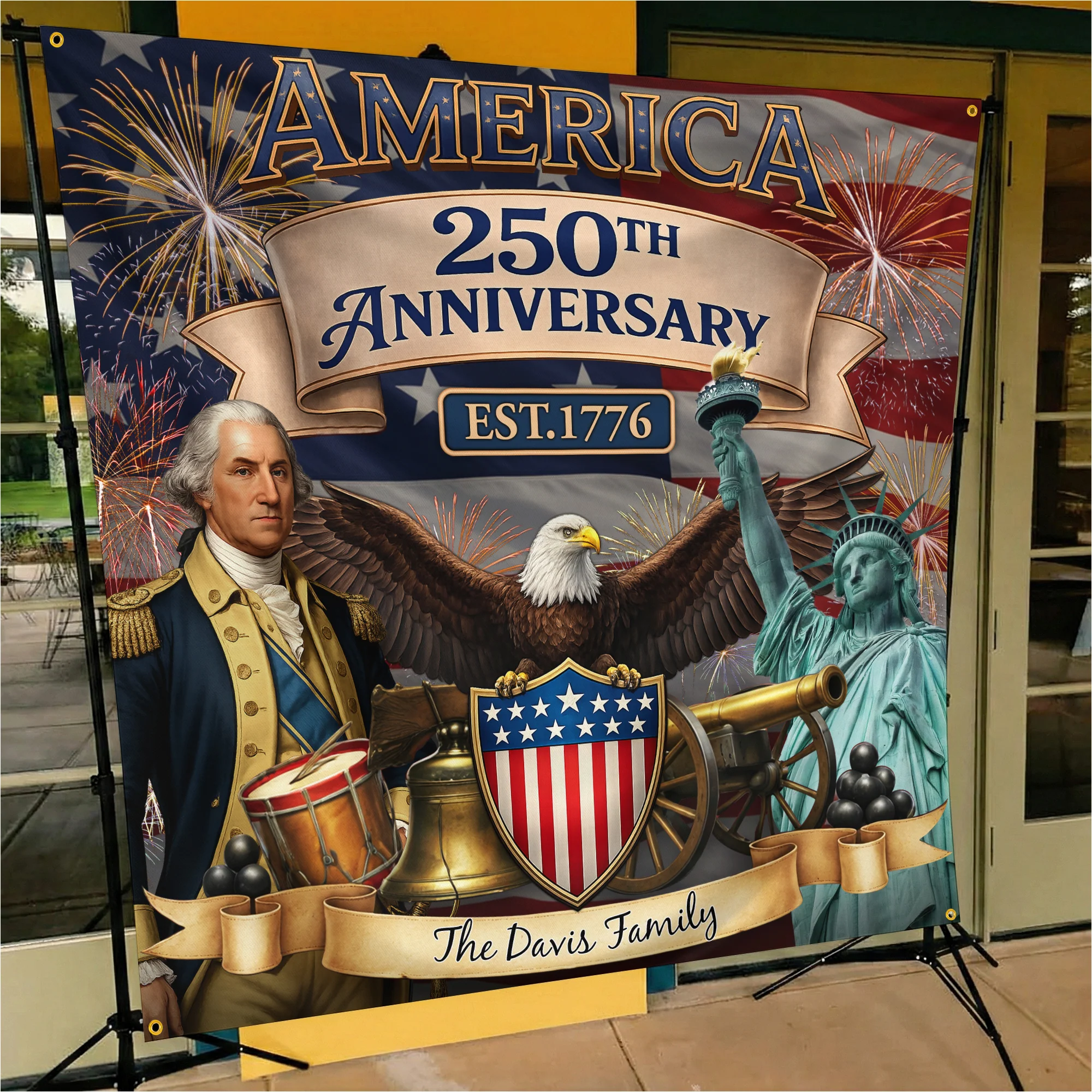 America 250th Birthday Patriotic 2026 Decors - Personalized Backdrop - Image 4