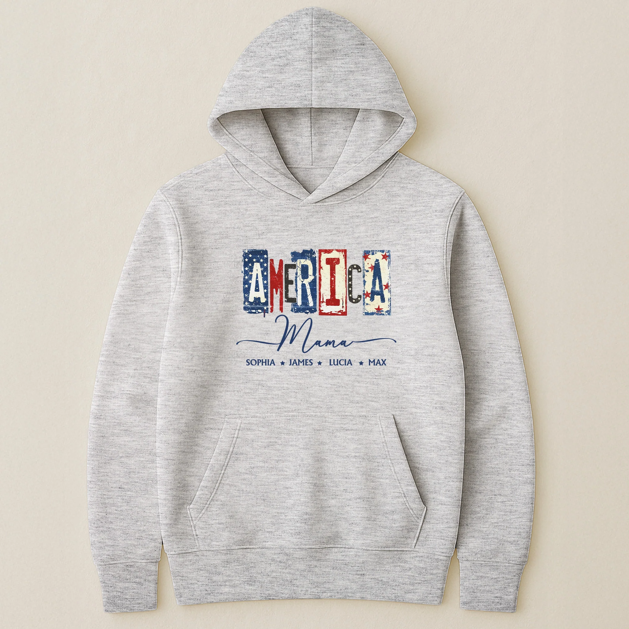America Mama, Nana Retro American Flag - Personalized Shirt - Image 6