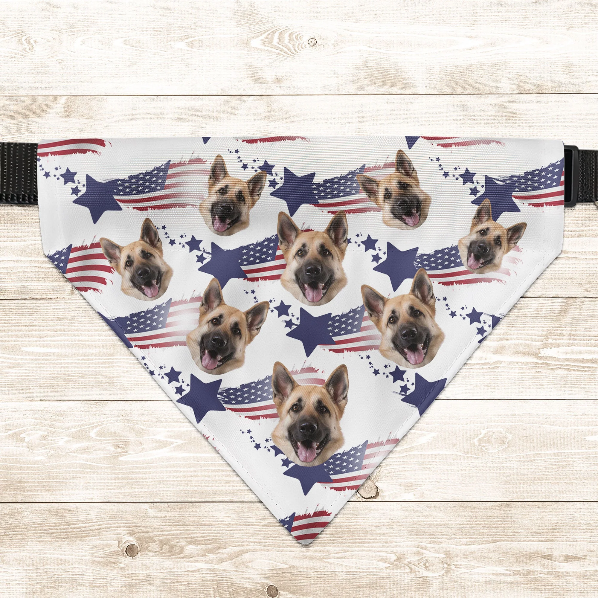 American Flag Bandana Dog Custom Face - Personalized Photo Bandana Collar - Image 2