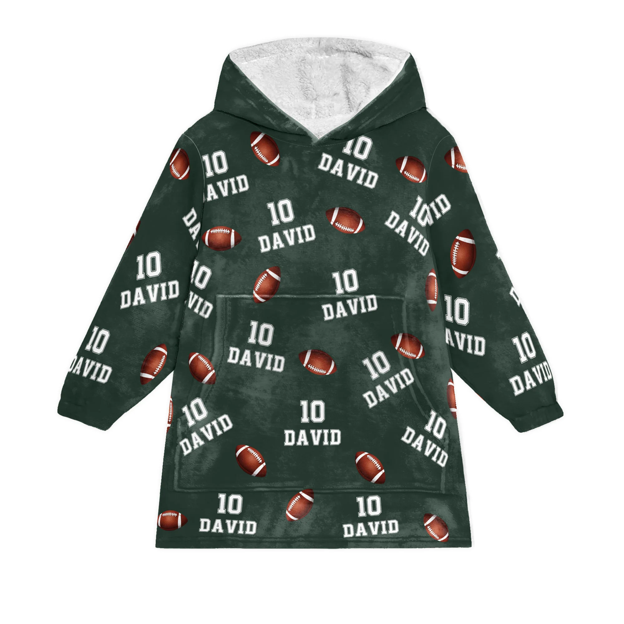American Football  Custom Name, Number - Personalized Oversized Blanket Hoodie - Image 4