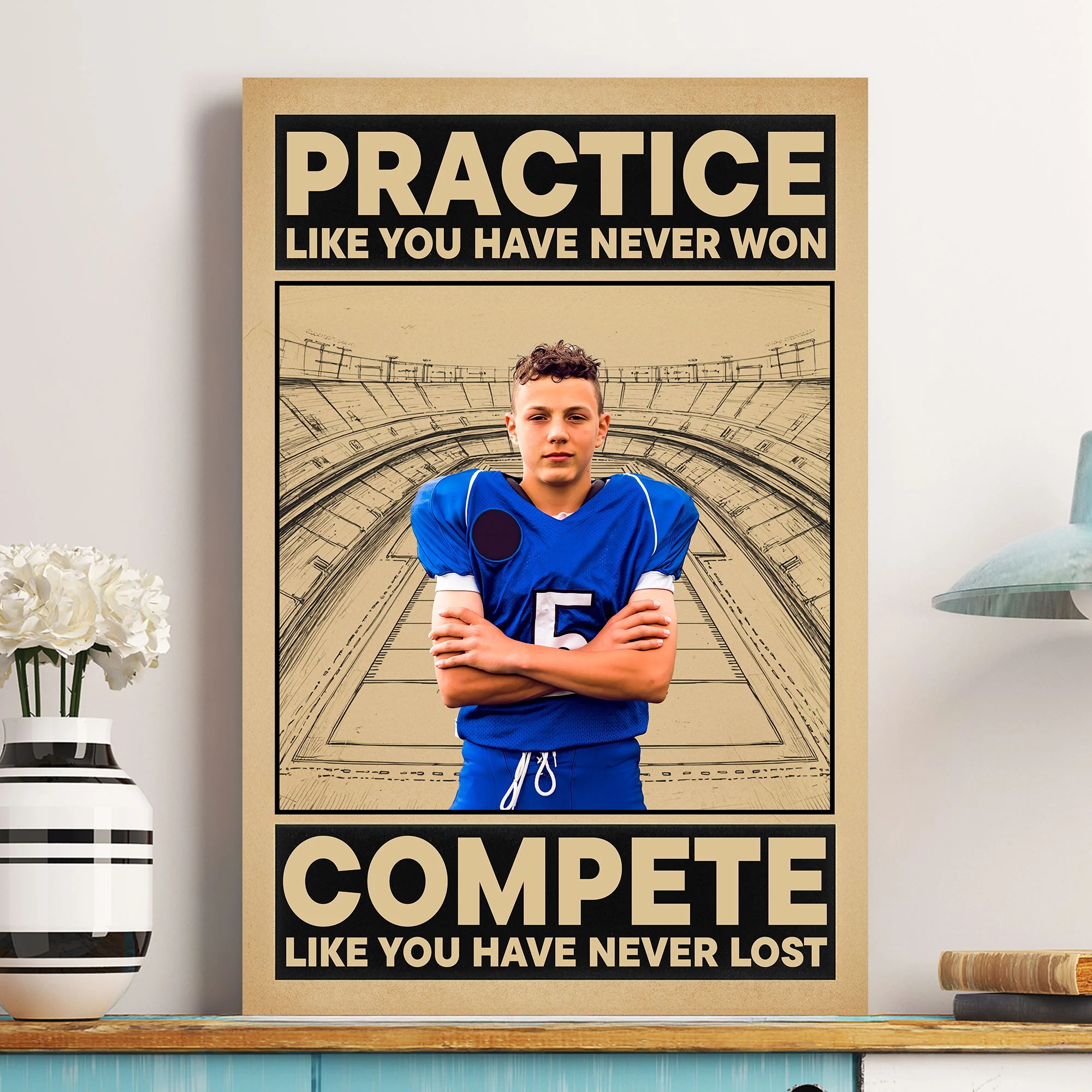 American Football, Practice Like You Have Never Won - Personalized Photo Poster - Image 5
