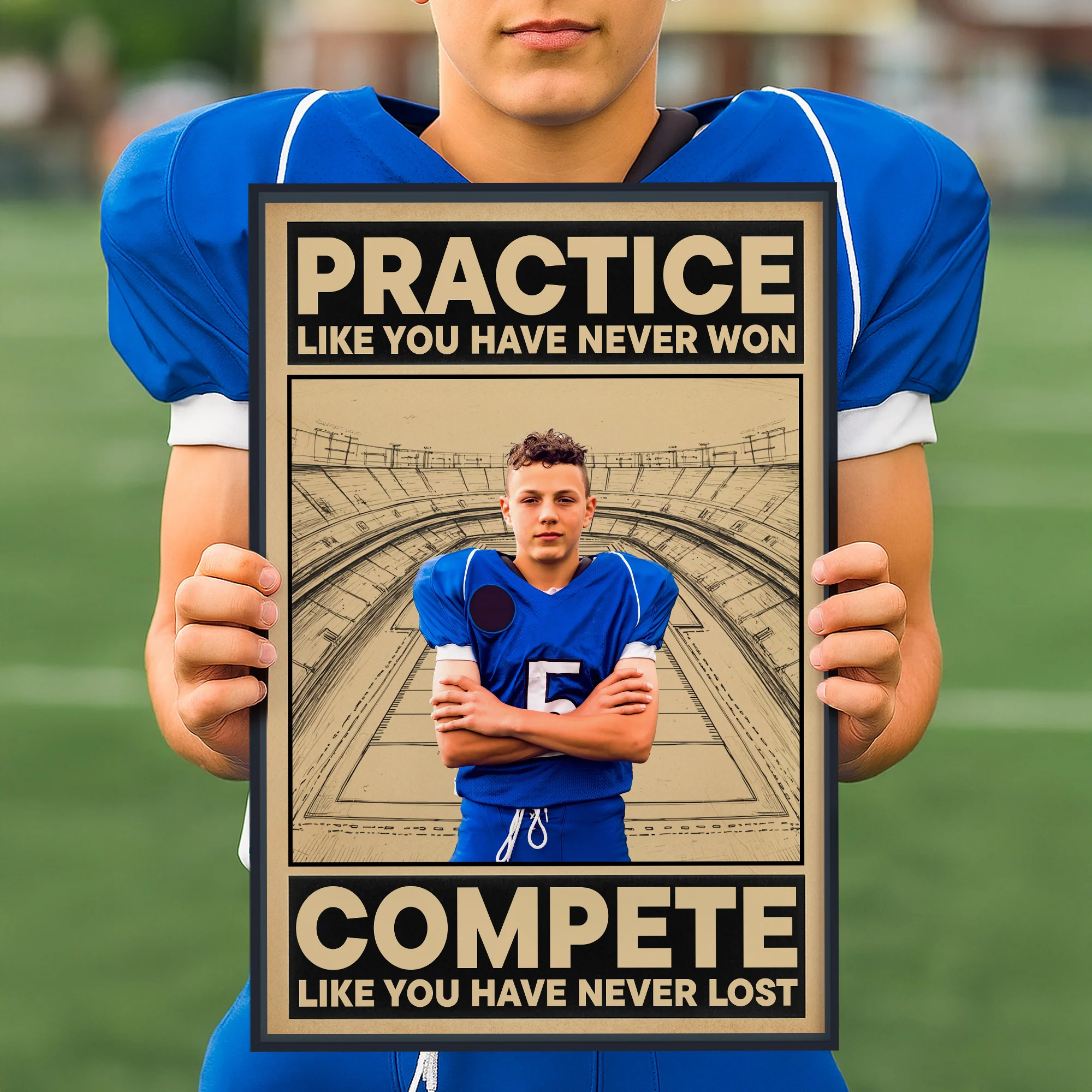 American Football, Practice Like You Have Never Won - Personalized Photo Poster - Image 6