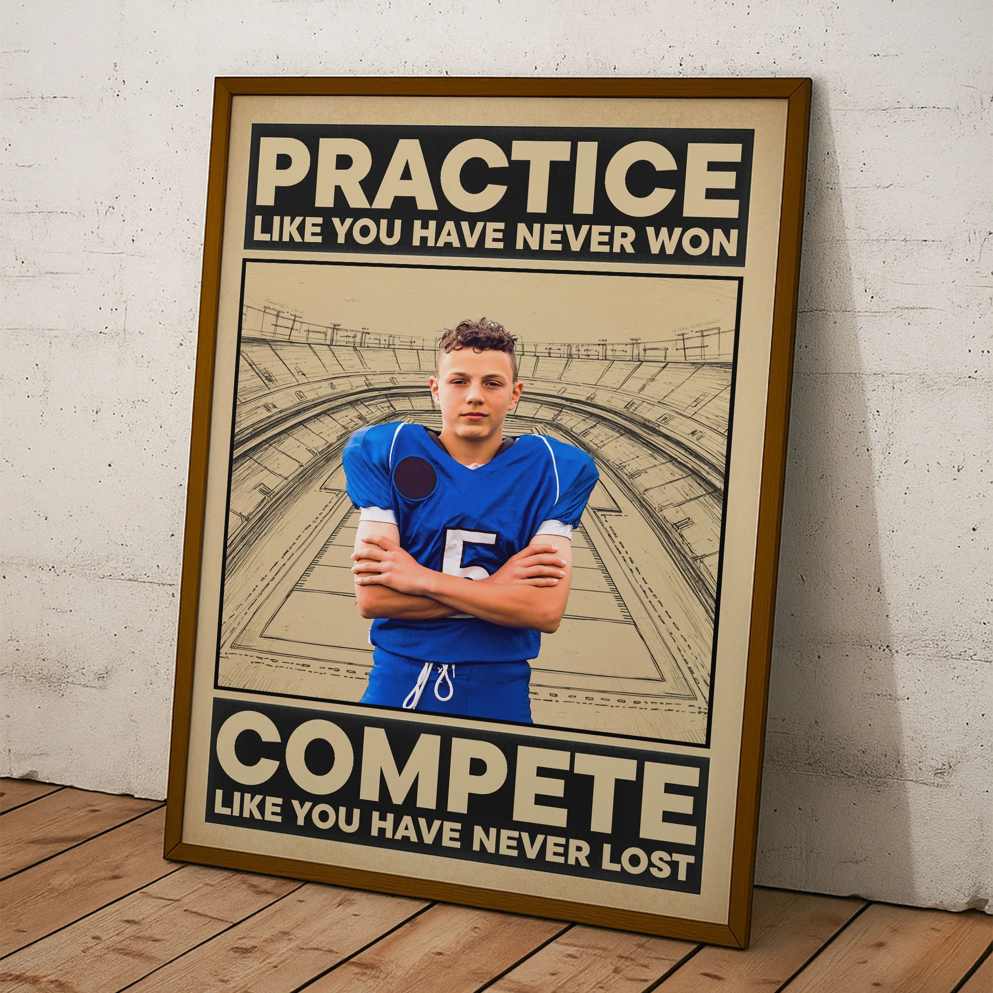 American Football, Practice Like You Have Never Won - Personalized Photo Poster - Image 7