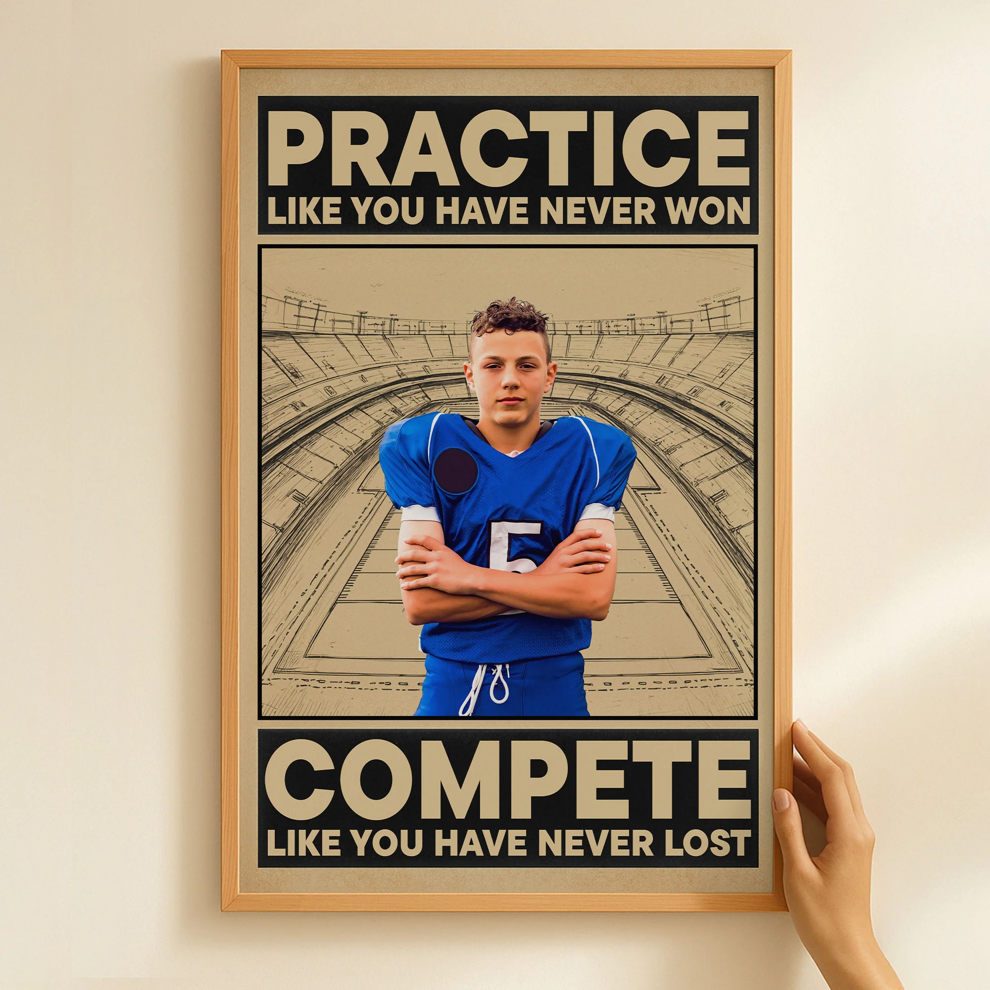 American Football, Practice Like You Have Never Won - Personalized Photo Poster - Image 8