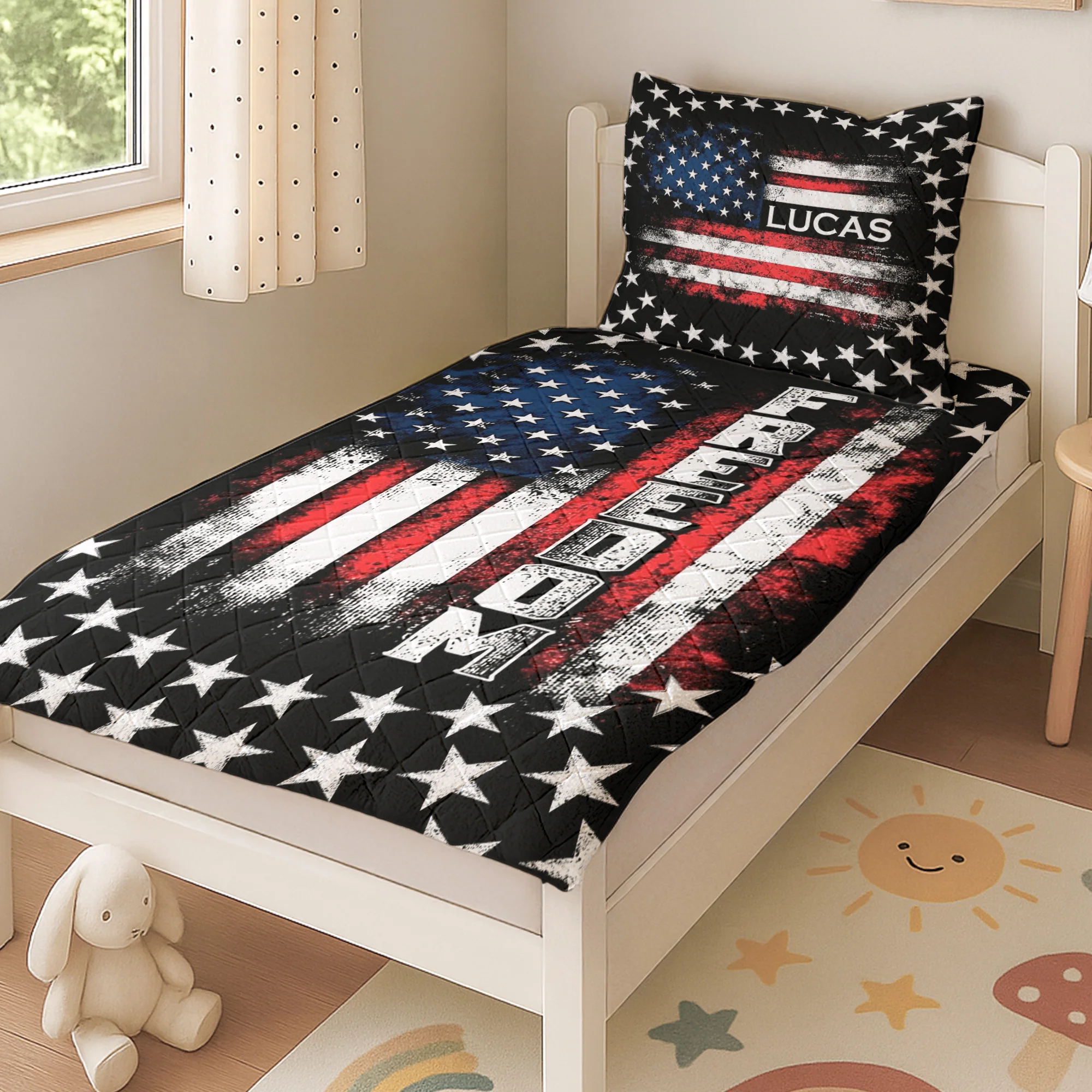 American Freedom Flag Patriotic Design - Custom Quilt Set - Image 11