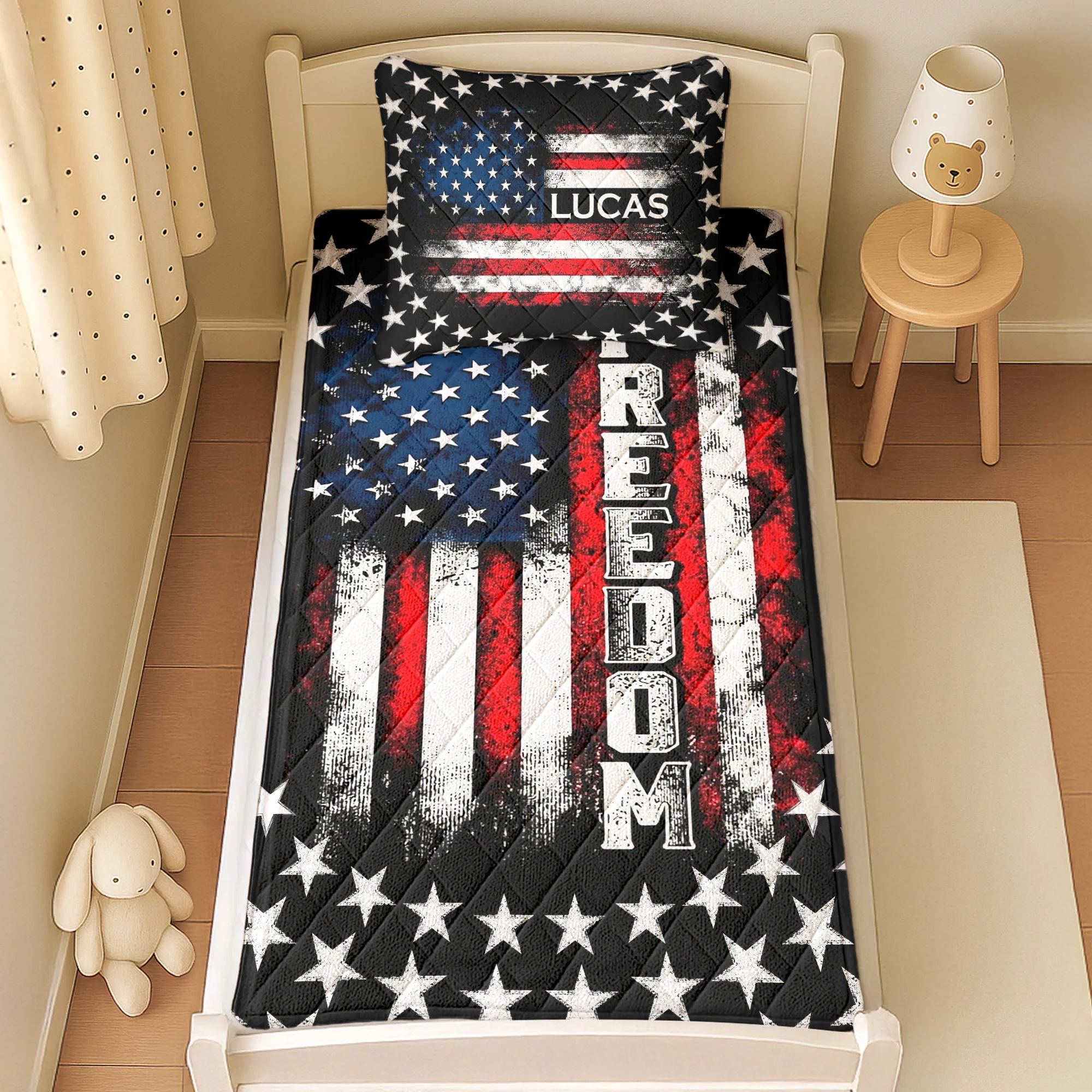 American Freedom Flag Patriotic Design - Custom Quilt Set - Image 7