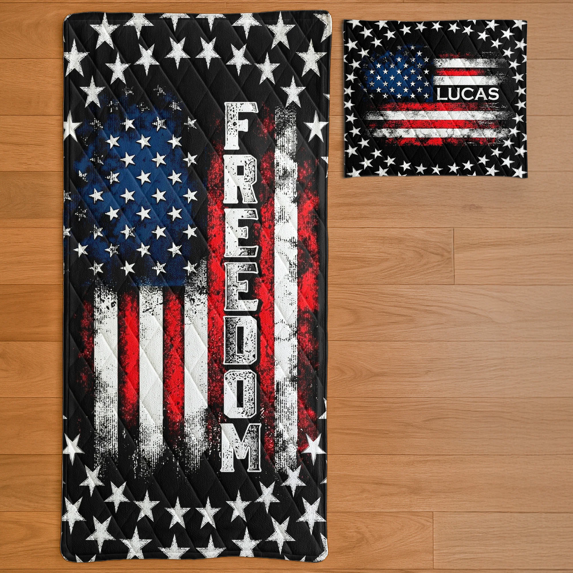 American Freedom Flag Patriotic Design - Custom Quilt Set - Image 8