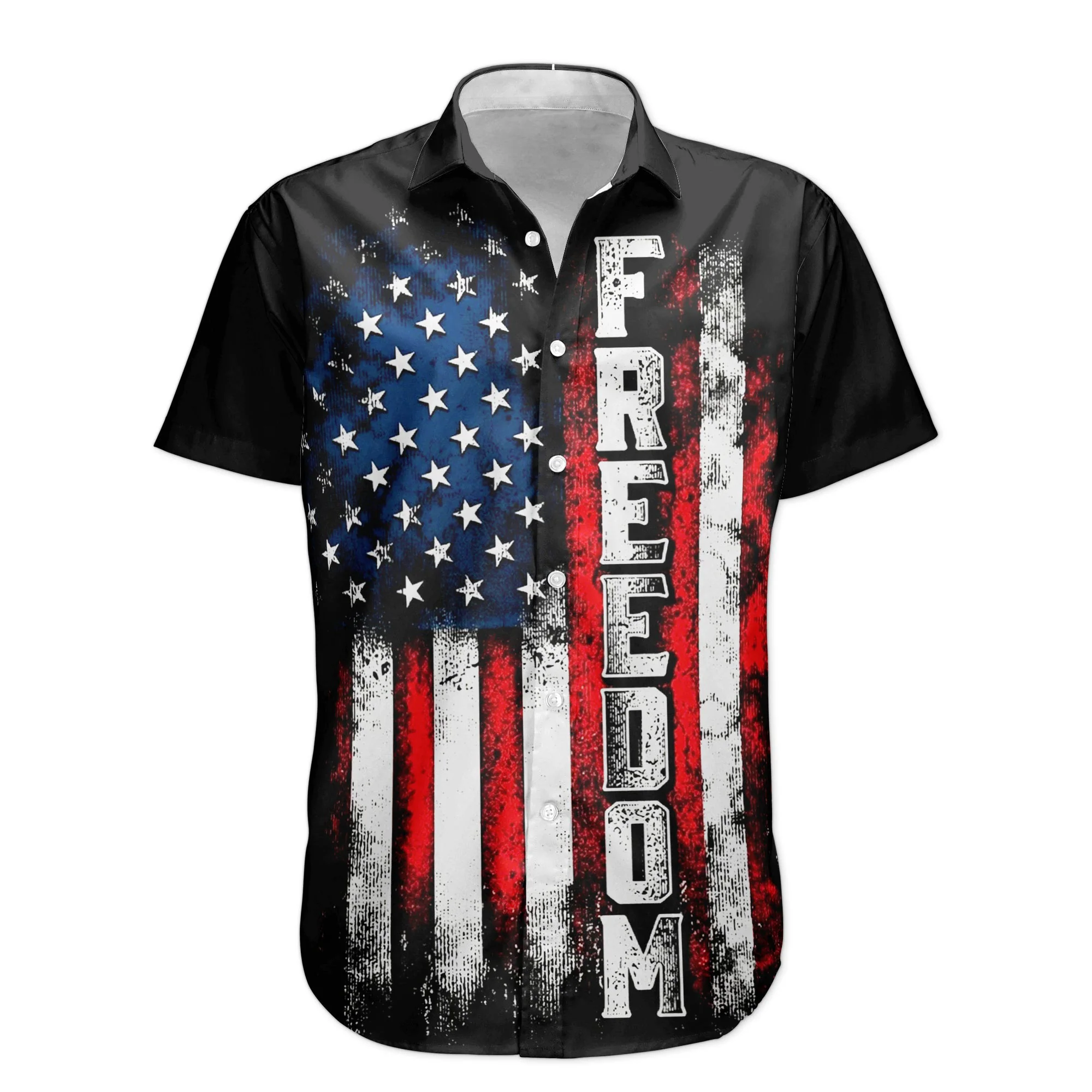 American Freedom Flag Patriotic Design - Personalized Hawaiian Shirt - Image 5