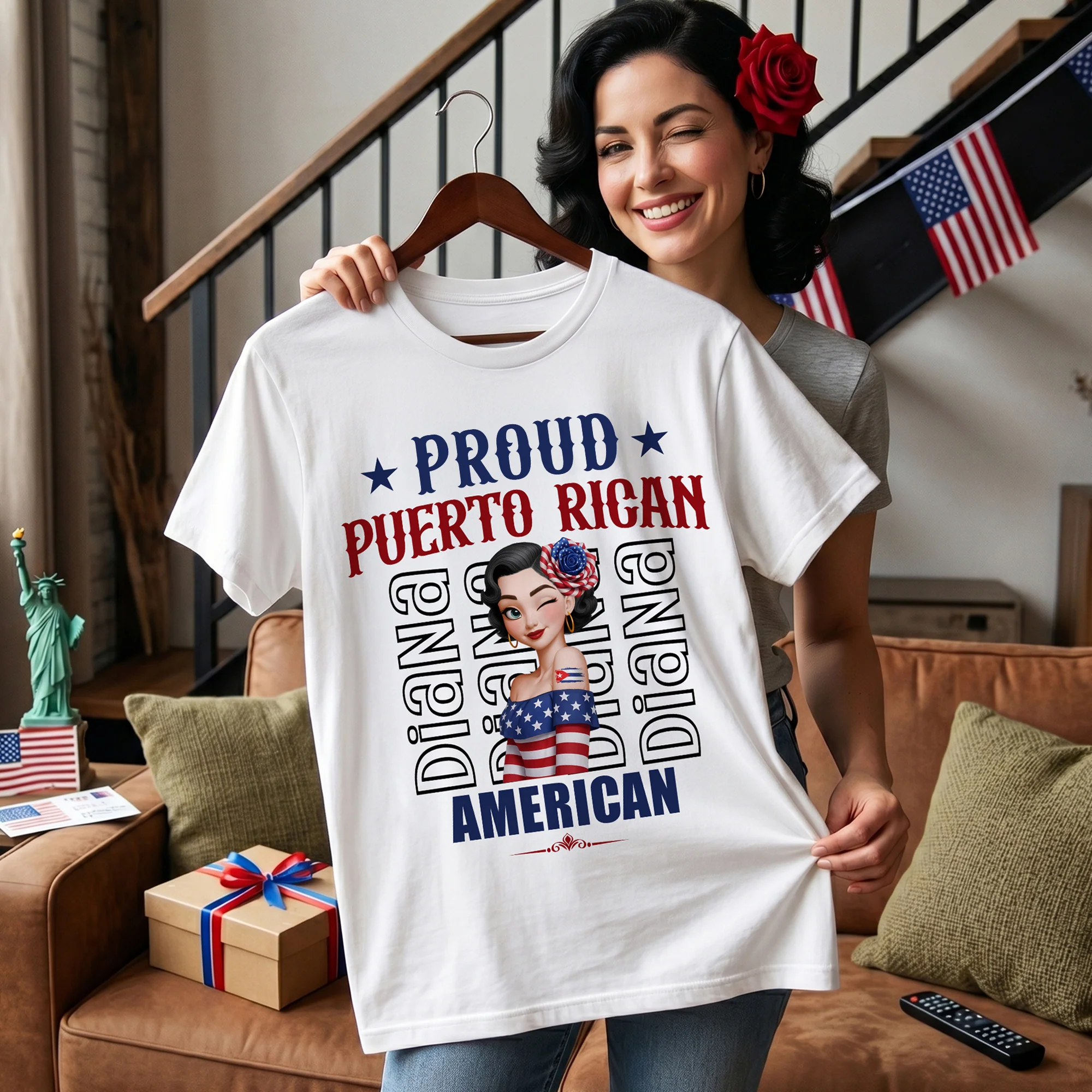 American Grown With Mexican Puerto Rican Cuban Hispanic Roots - Personalized Shirt - Image 2
