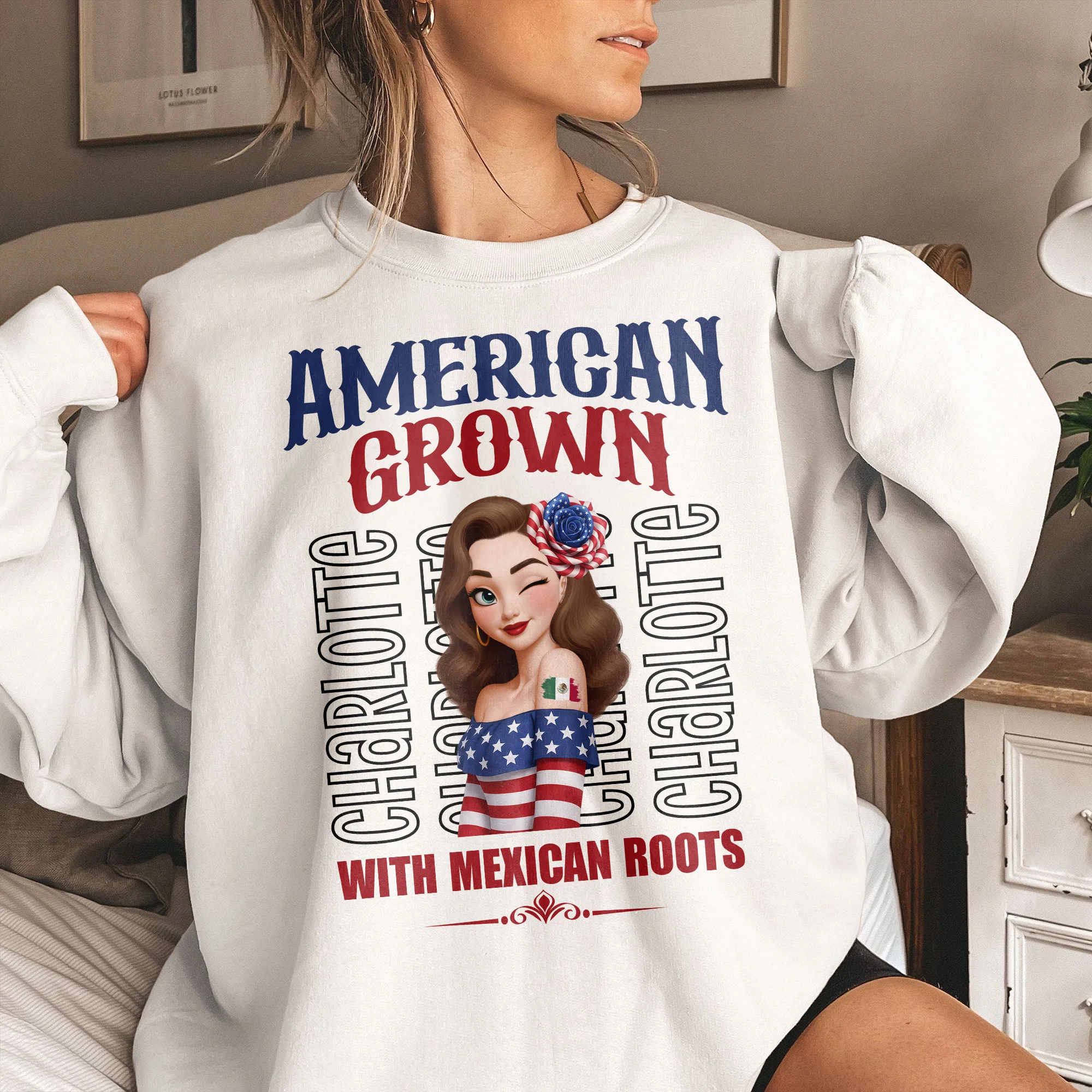 American Grown With Mexican Puerto Rican Cuban Hispanic Roots - Personalized Shirt - Image 4