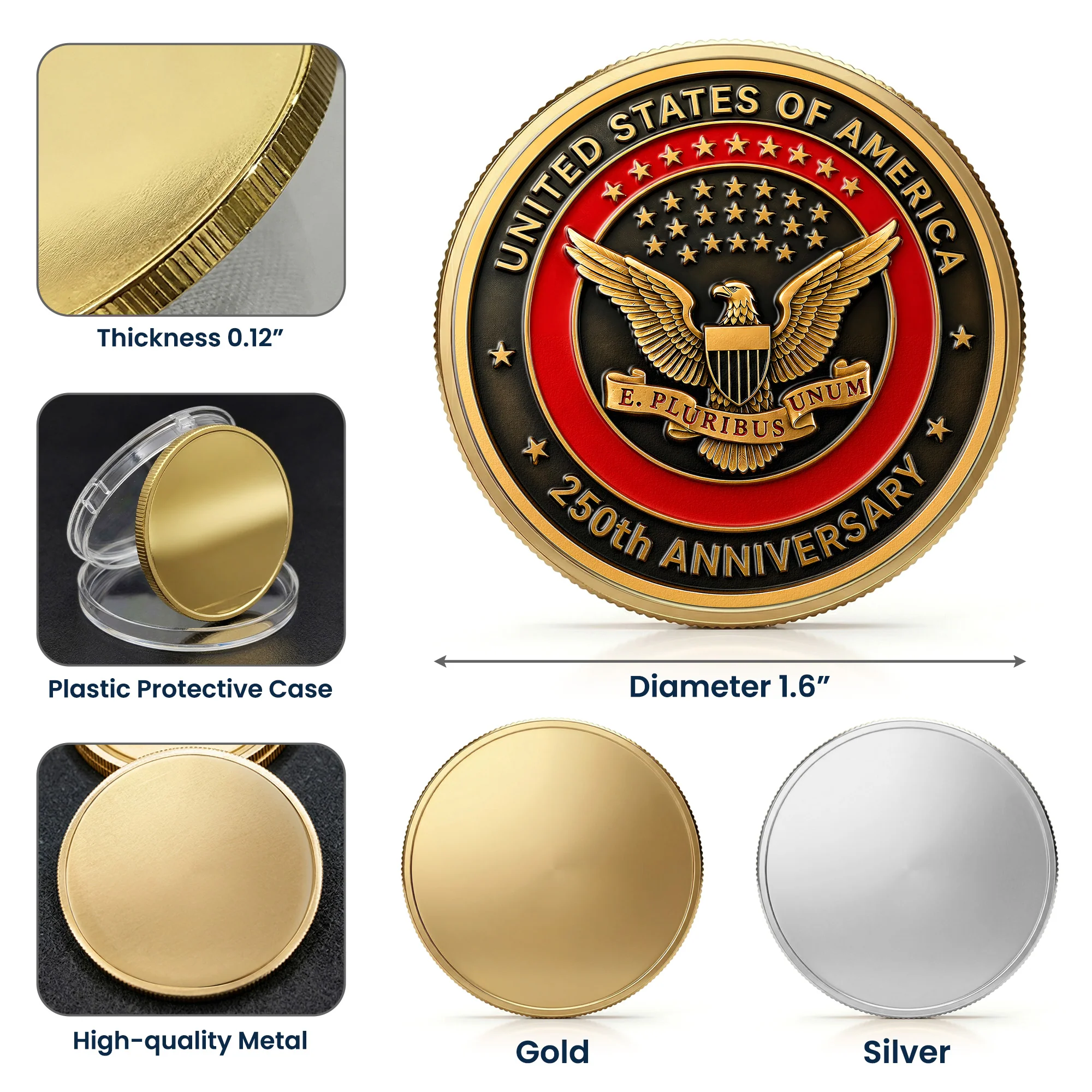 American Symbol 250 Years Of Freedom Great Seal - Coin - Image 7