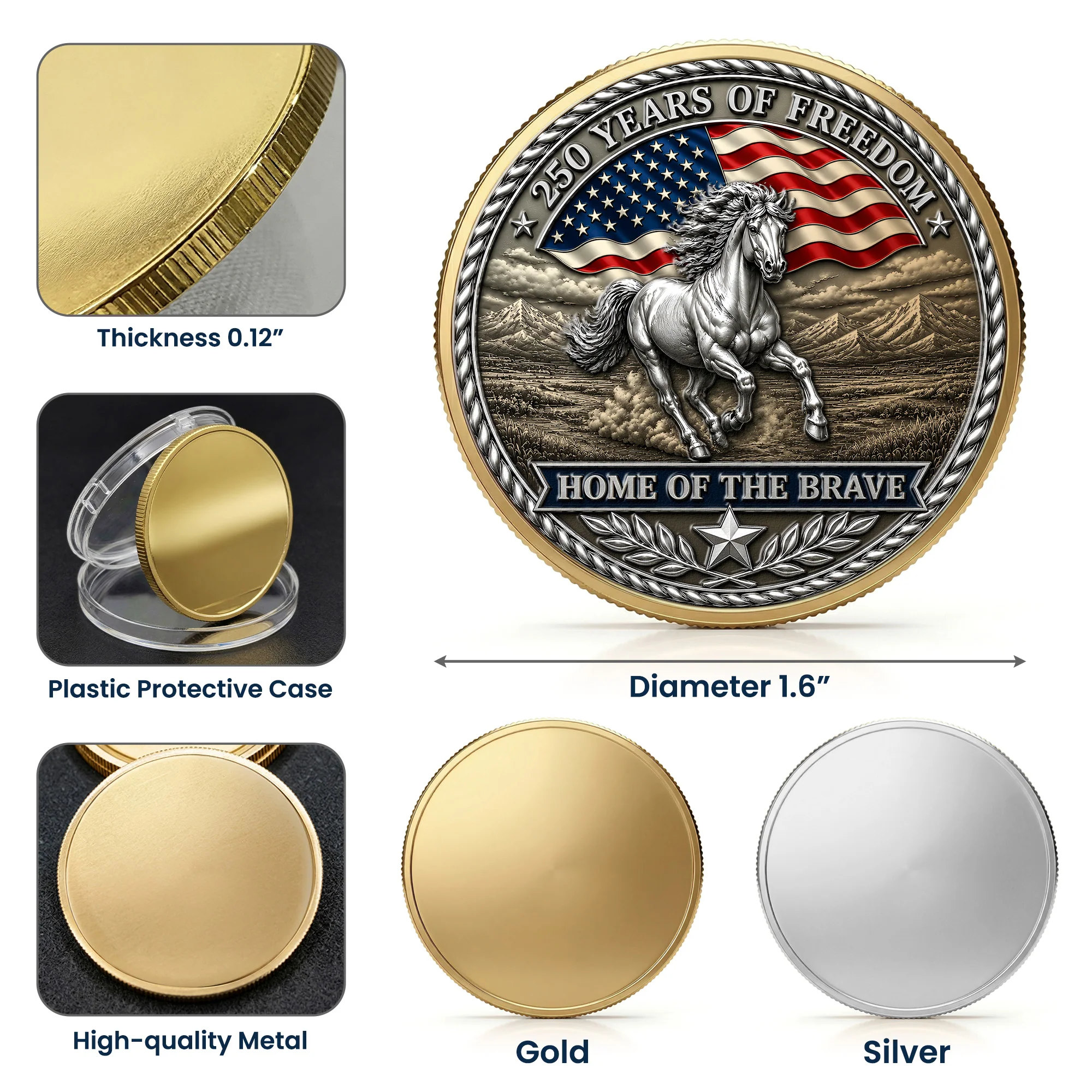 America's Legacy 250 Years Mustang Horse - Coin - Image 15