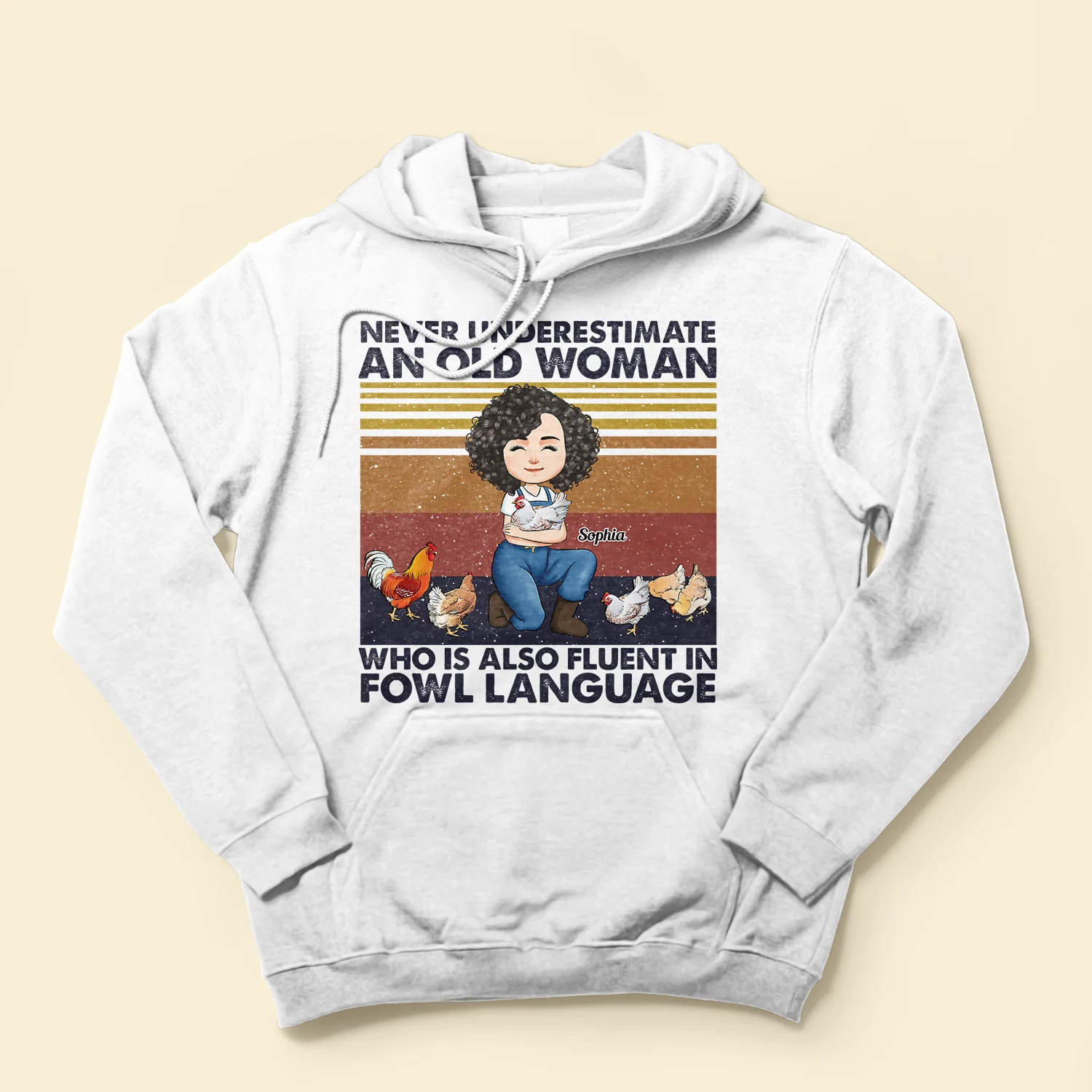 An Old Woman Who Is Fluent In Fowl Language - Personalized Shirt - Birthday Gift For Girl, Woman, Farmers, Chicken Lady - Image 4
