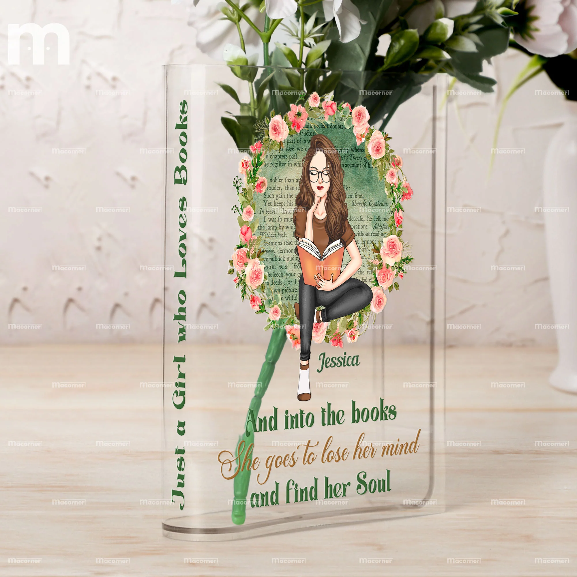 And Into The Books - Personalized Acrylic Book Vase - Image 3
