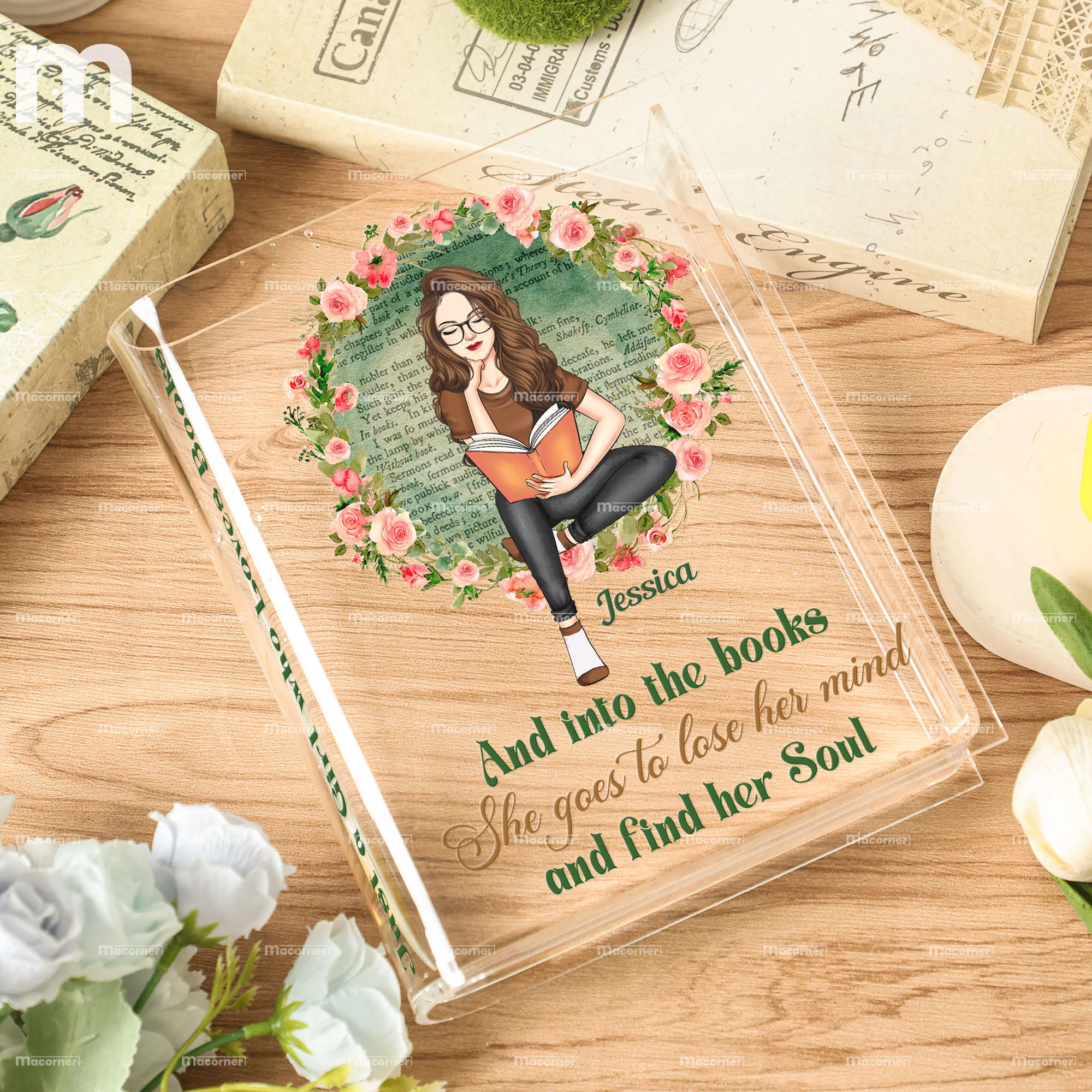 And Into The Books - Personalized Acrylic Book Vase - Image 5