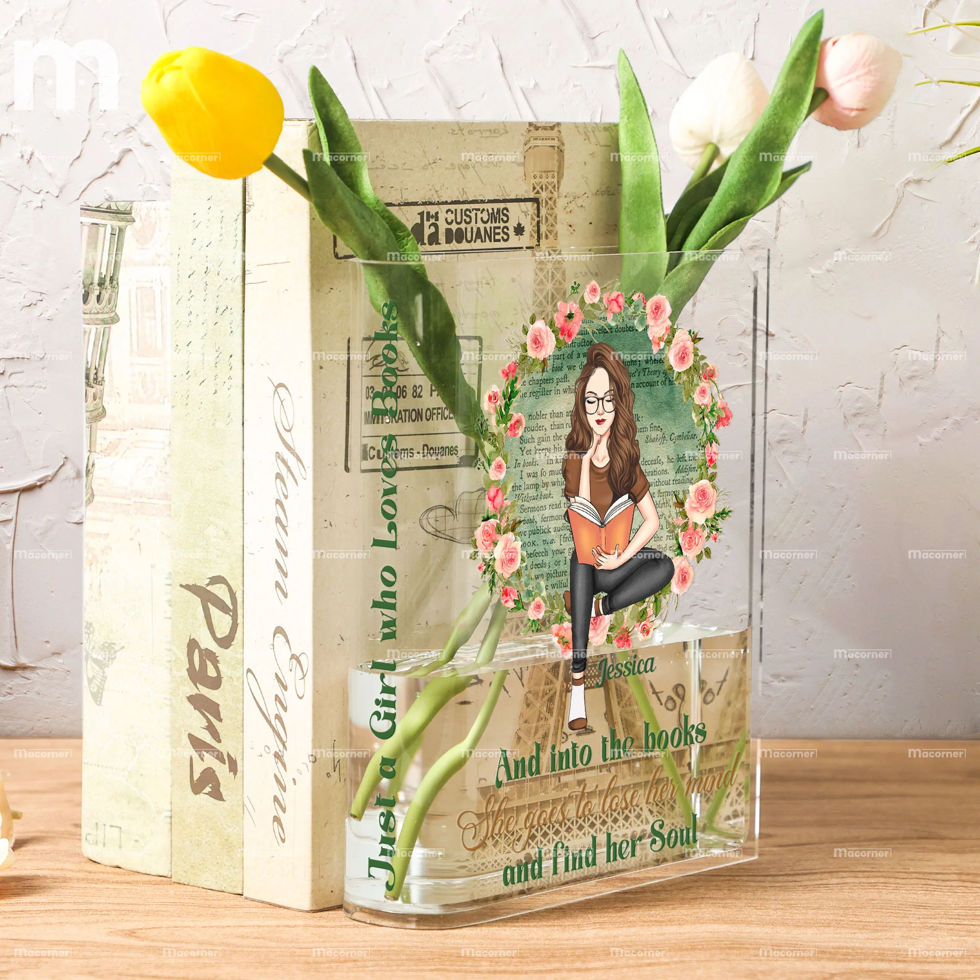 And Into The Books - Personalized Acrylic Book Vase - Image 6