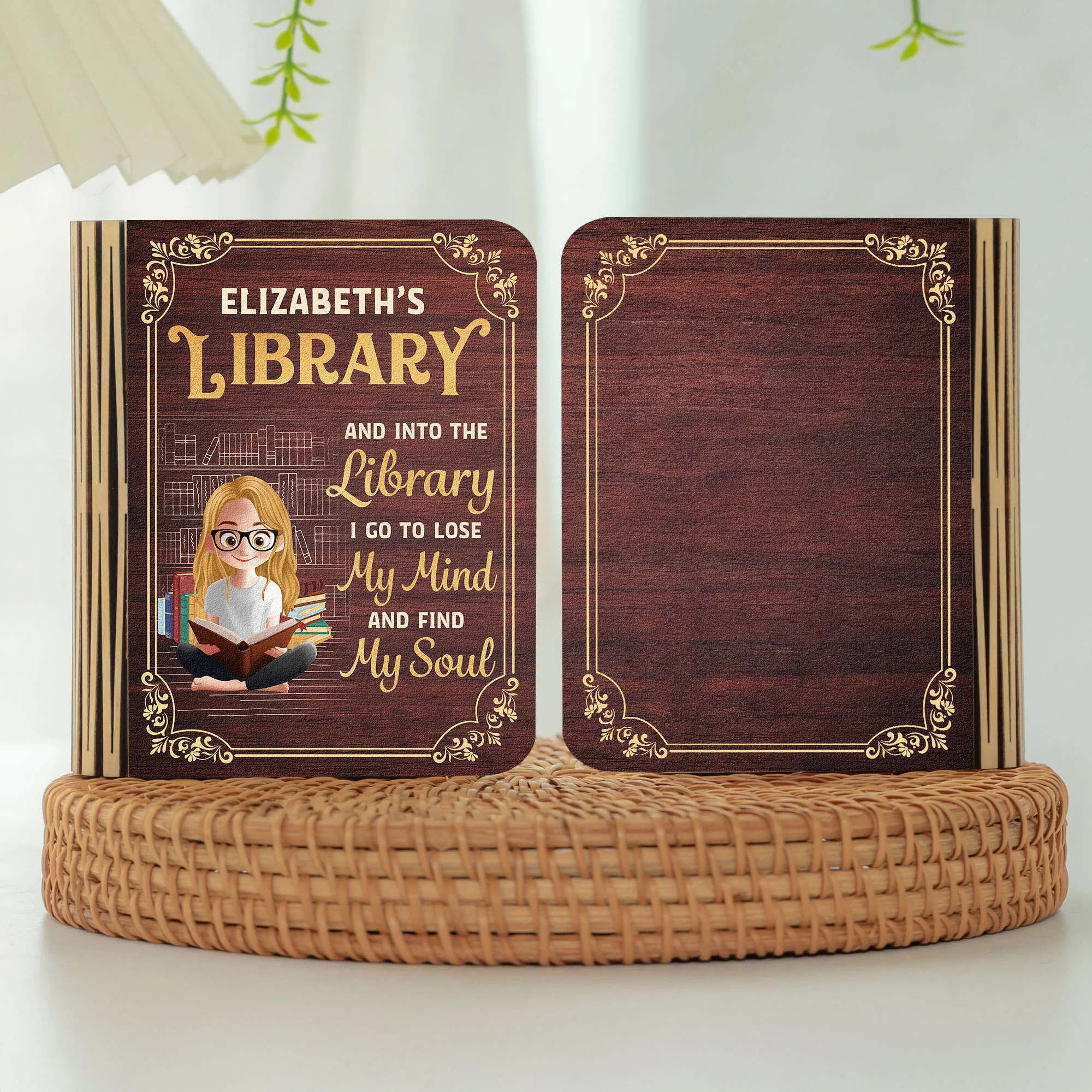 And Into The Library I Go To Lose My Mind And Find My Soul - Personalized Book Lamp - Image 2