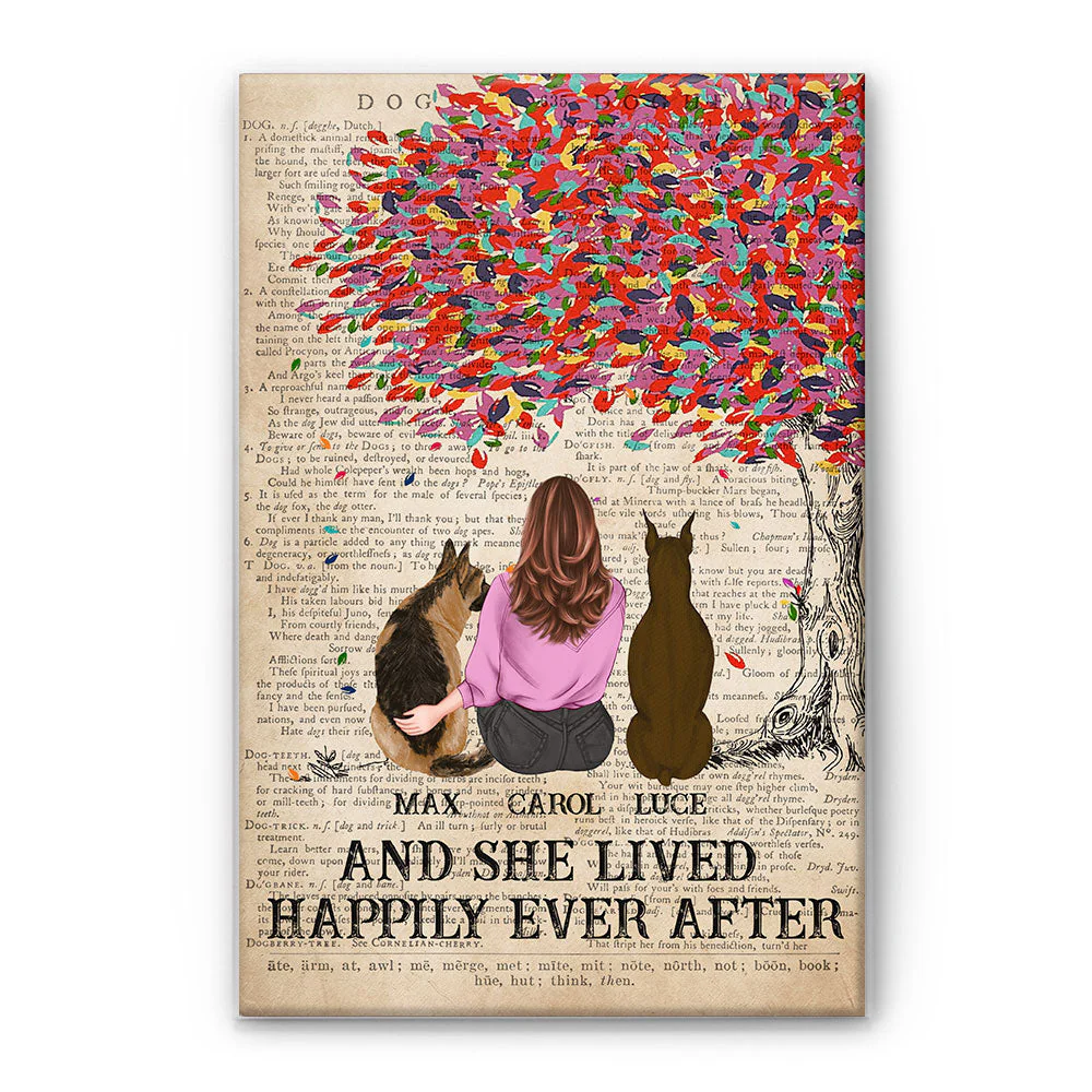And She Lived Happily Ever After - Personalized Poster/Wrapped Canvas - Gift For Dog Lover - Dictionary Template - Image 5