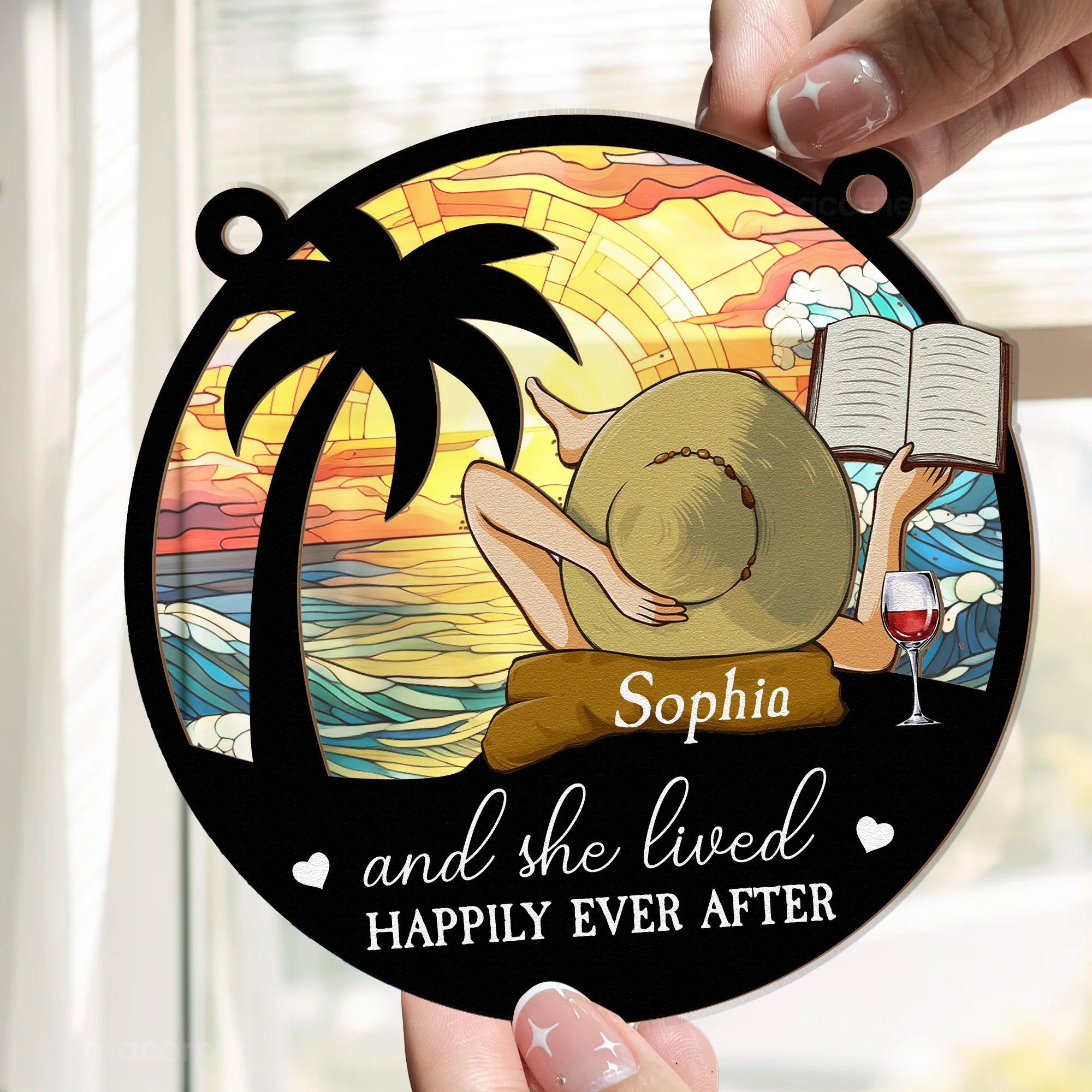 And She Lived Happily Ever After - Personalized Window Hanging Suncatcher Ornament - Image 3