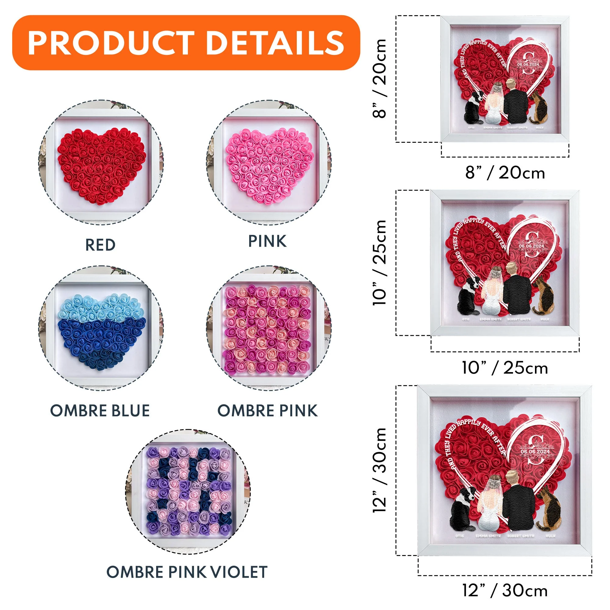 And They Lived Happily Ever After - Personalized Flower Shadow Box - Image 8