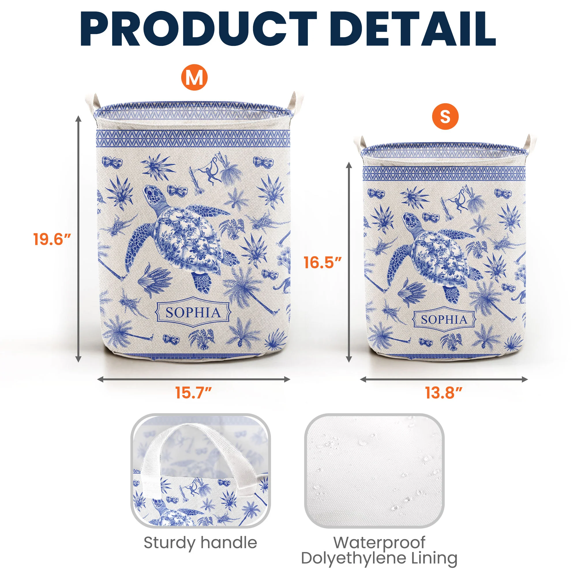 Animal Lovers Chinoiserie Toile De Jouy - Personalized Laundry Storage Basket - Image 5