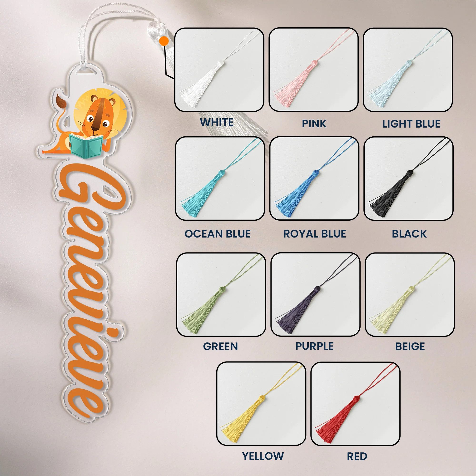 Animal Reading Book, Custom Name Book Lover, Reader For Kids - Custom Acrylic Bookmark - Image 4