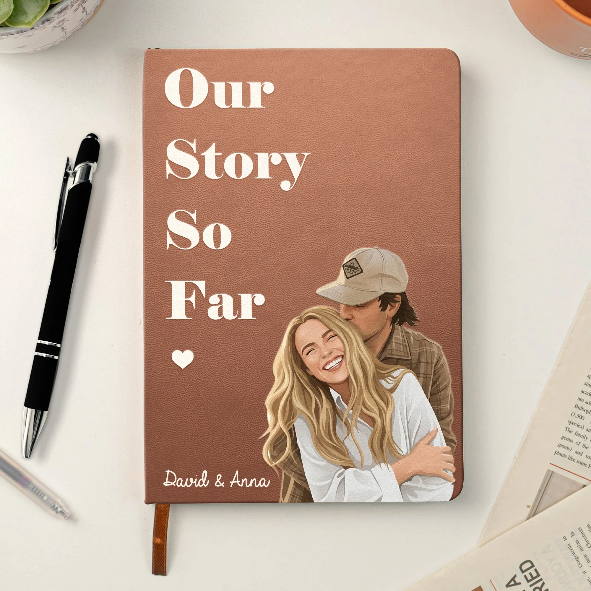 Anniversary Gifts - Custom Photo Couples Portrait Art - The Story Of Us - Personalized Journal - Image 2
