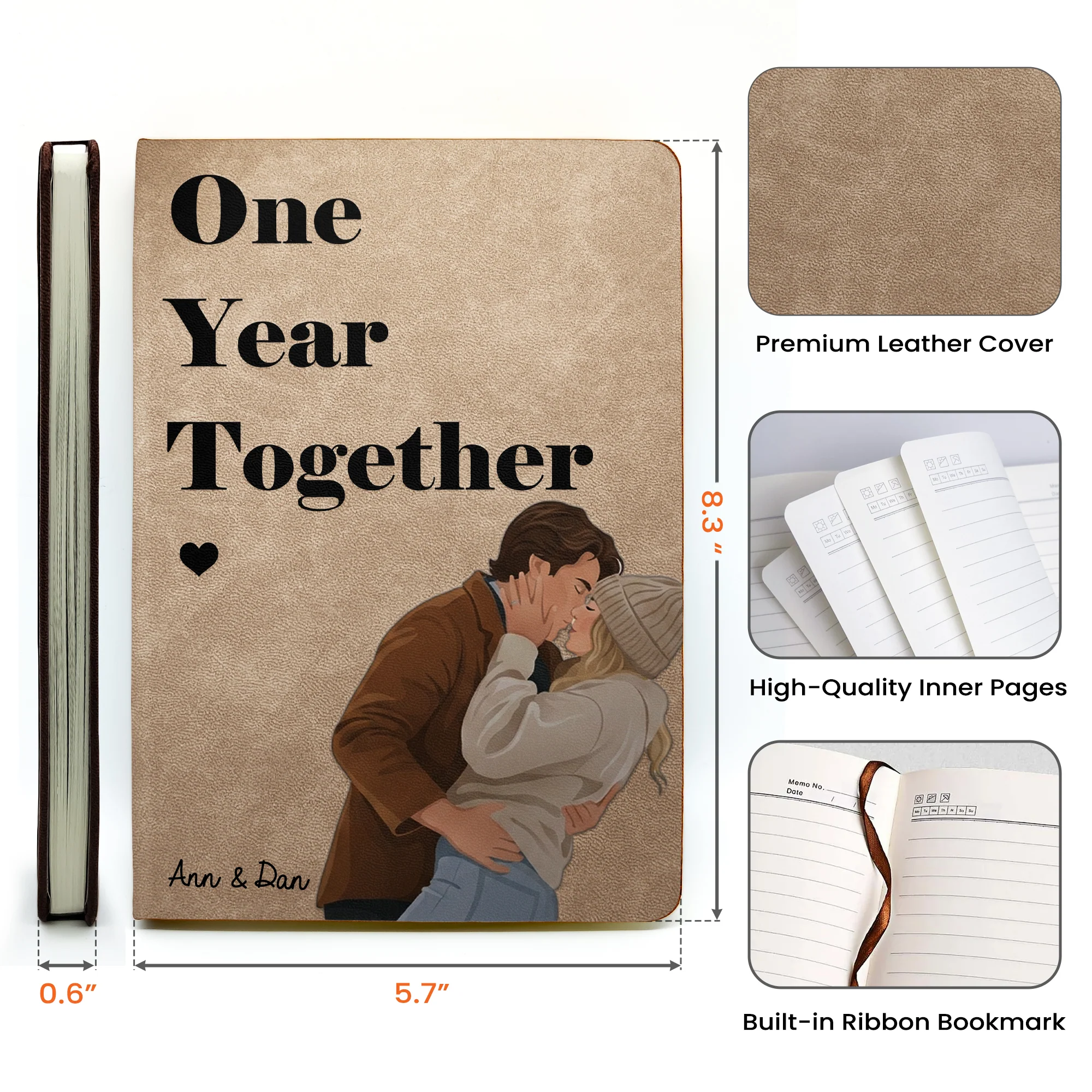 Anniversary Gifts - Custom Photo Couples Portrait Art - The Story Of Us - Personalized Journal - Image 7