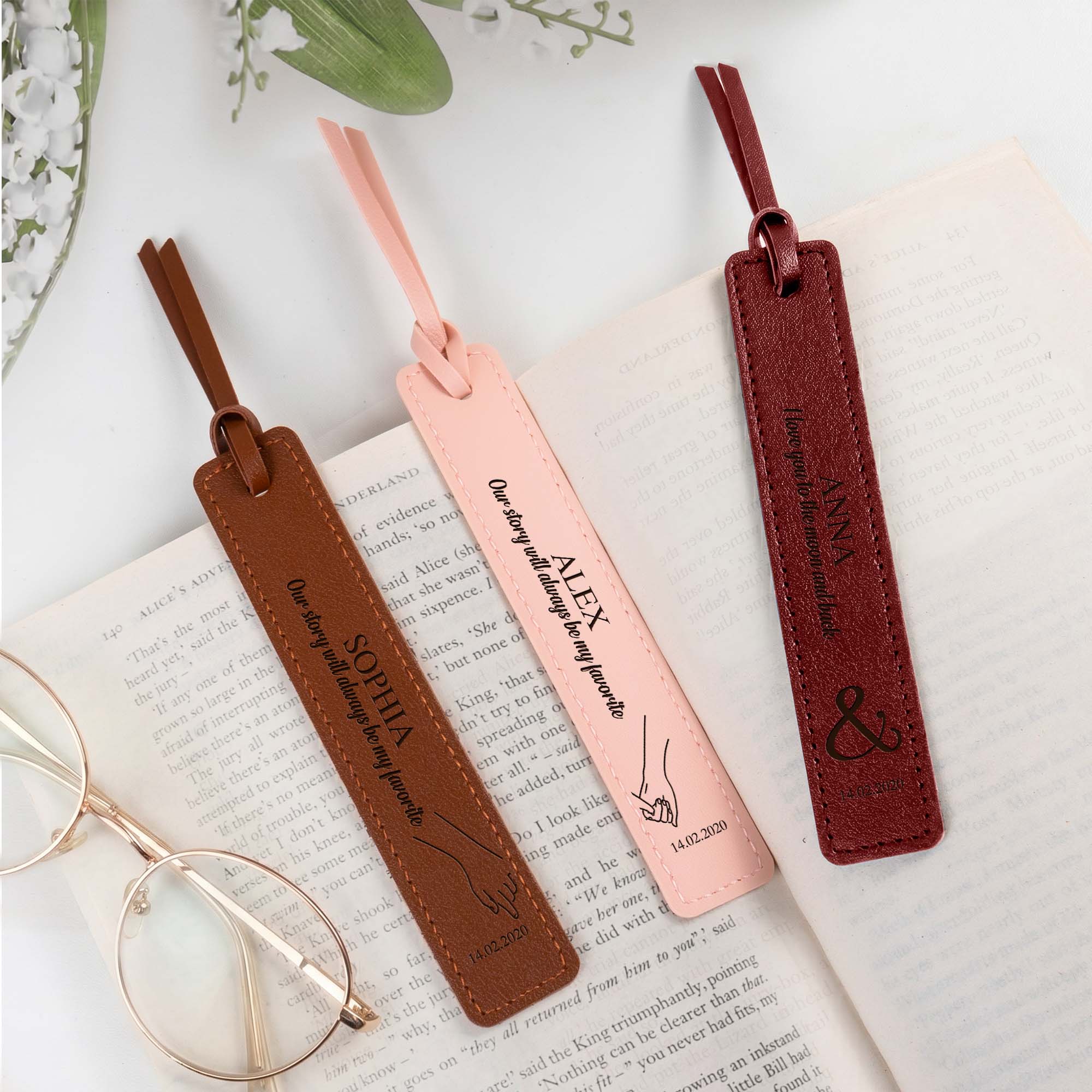 Anniversary Gifts For Book Lovers, Couples Matching - Personalized Bookmark - Image 3