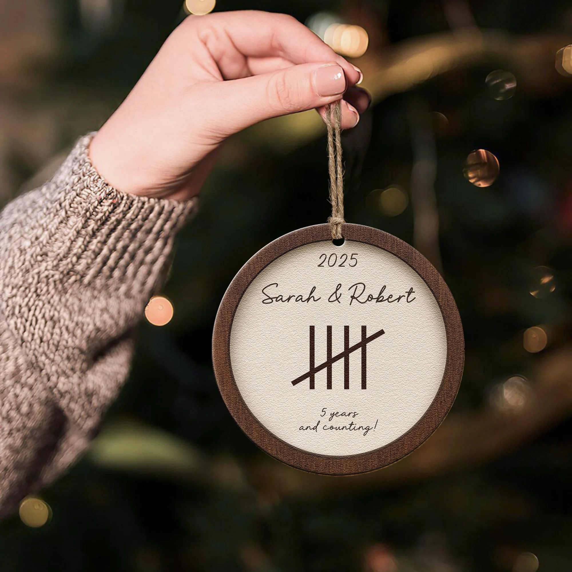 Anniversary Ornament, 5th Anniversary, Any Anniversary Year - Personalized Wooden Ornament - Image 4