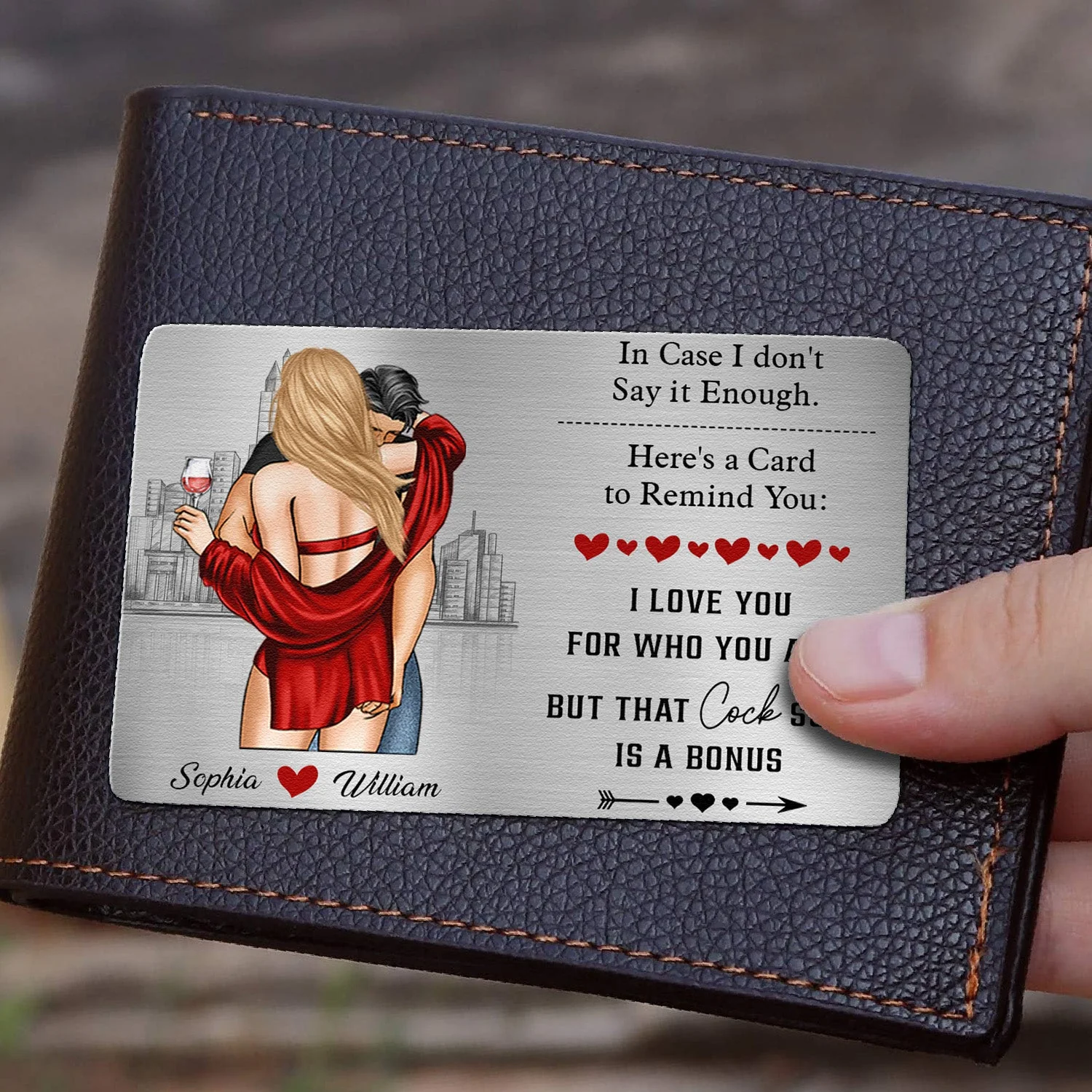 Anniversary Reminder Card For Couples, Him, Her - Personalized Aluminum Wallet Card - Image 2