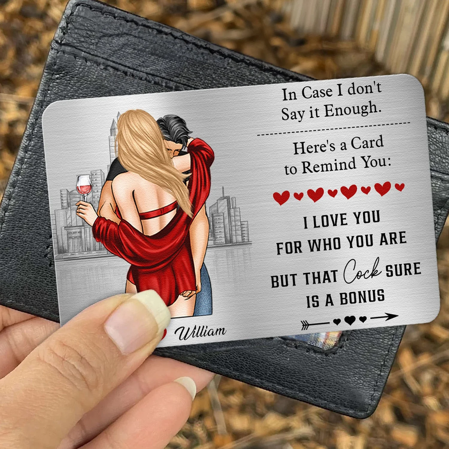 Anniversary Reminder Card For Couples, Him, Her - Personalized Aluminum Wallet Card - Image 3