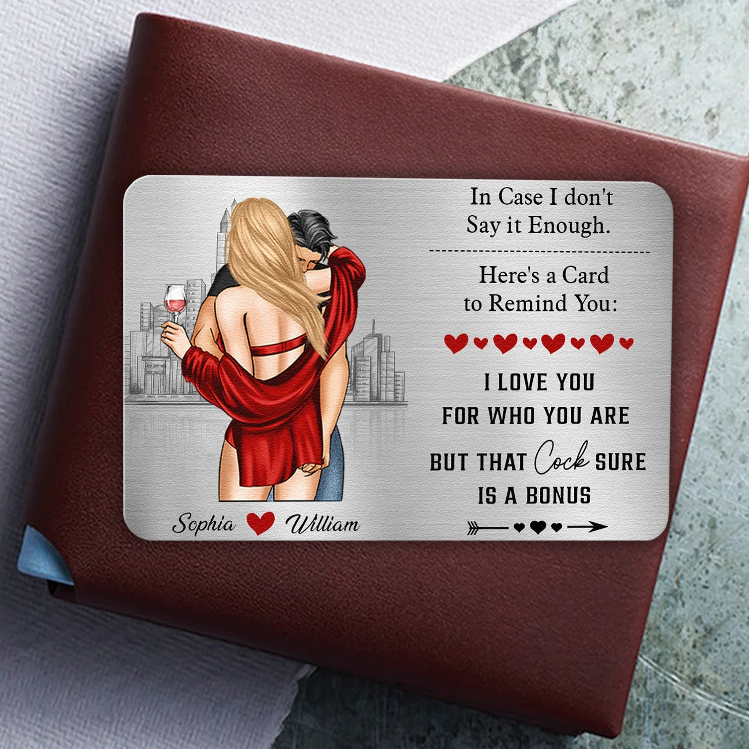 Anniversary Reminder Card For Couples, Him, Her - Personalized Aluminum Wallet Card - Image 4