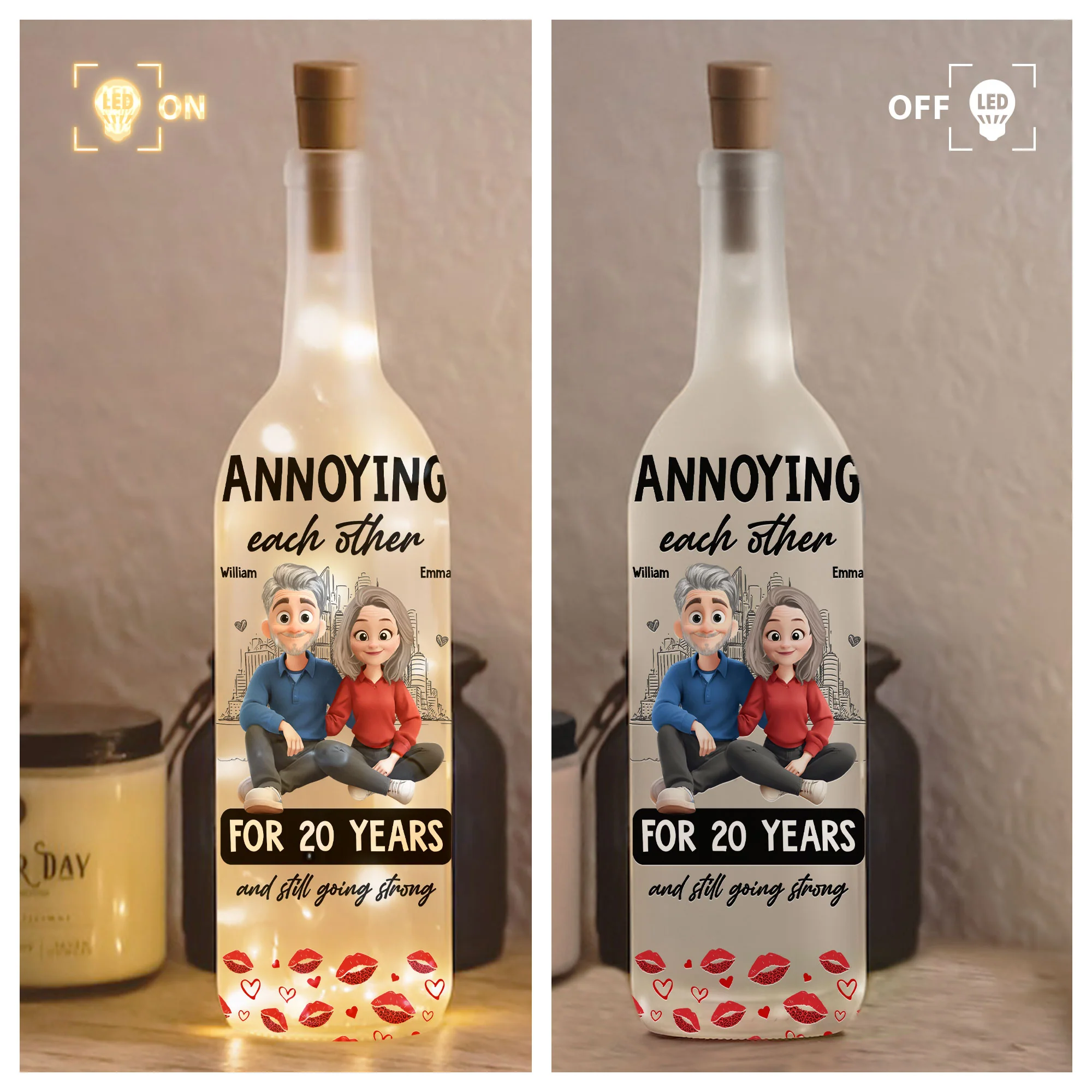 Annoying Each Other For Years And Still Going Strong - Personalized Bottle Lamp - Image 3
