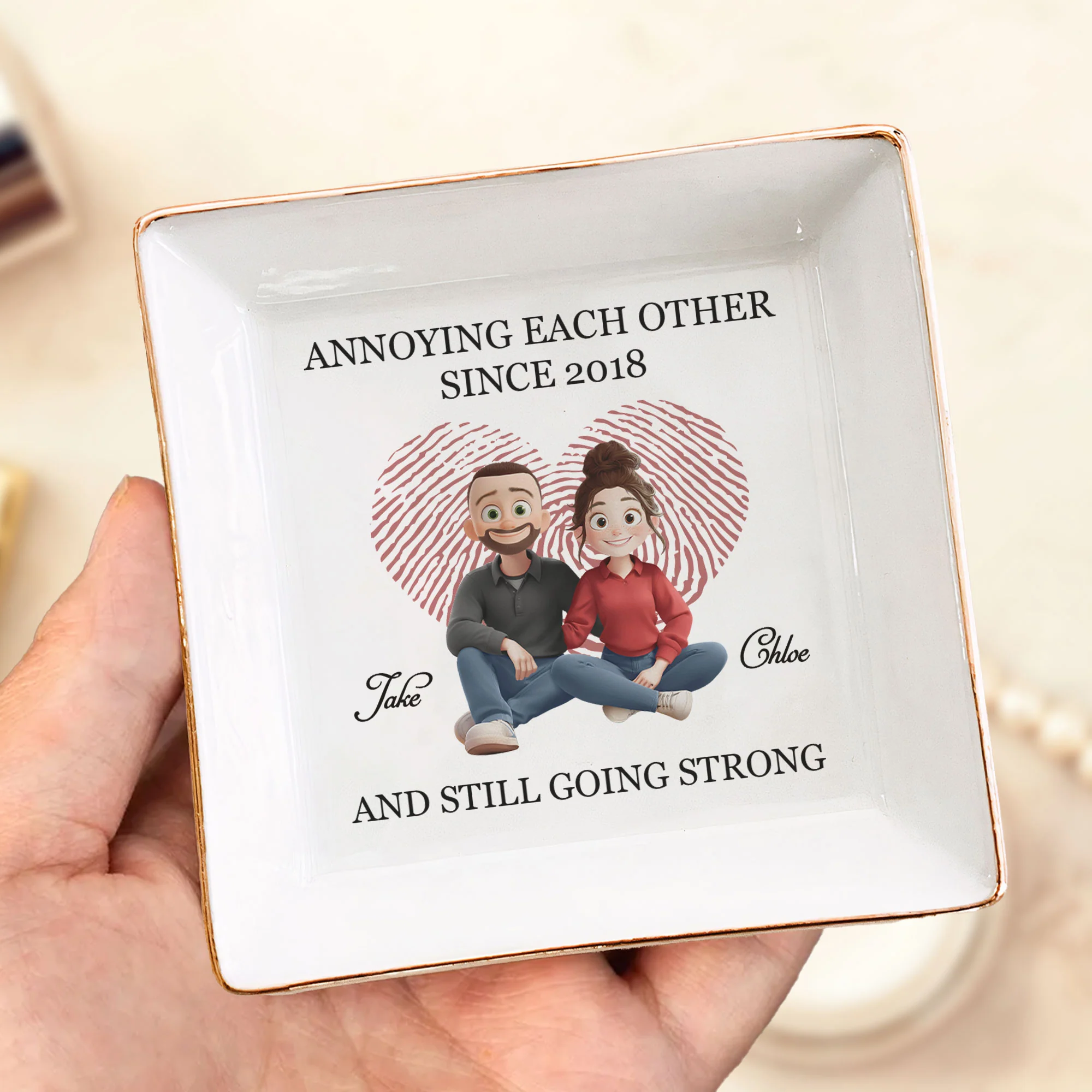 Annoying Each Other For Years Anniversary Custom Gift - Personalized Jewelry Dish - Image 2