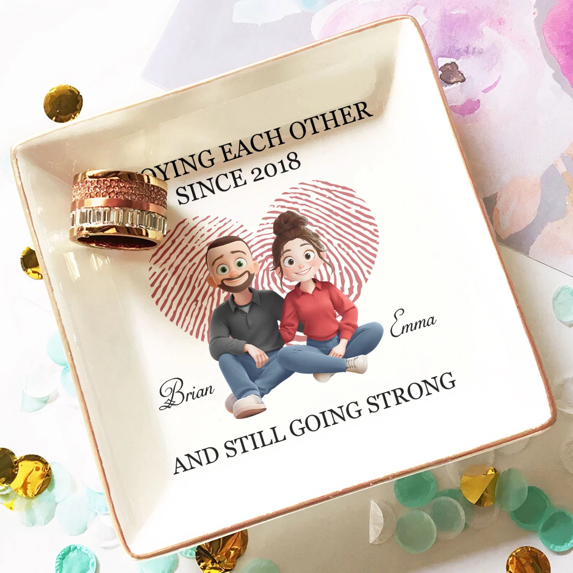 Annoying Each Other For Years Anniversary Custom Gift - Personalized Jewelry Dish - Image 3