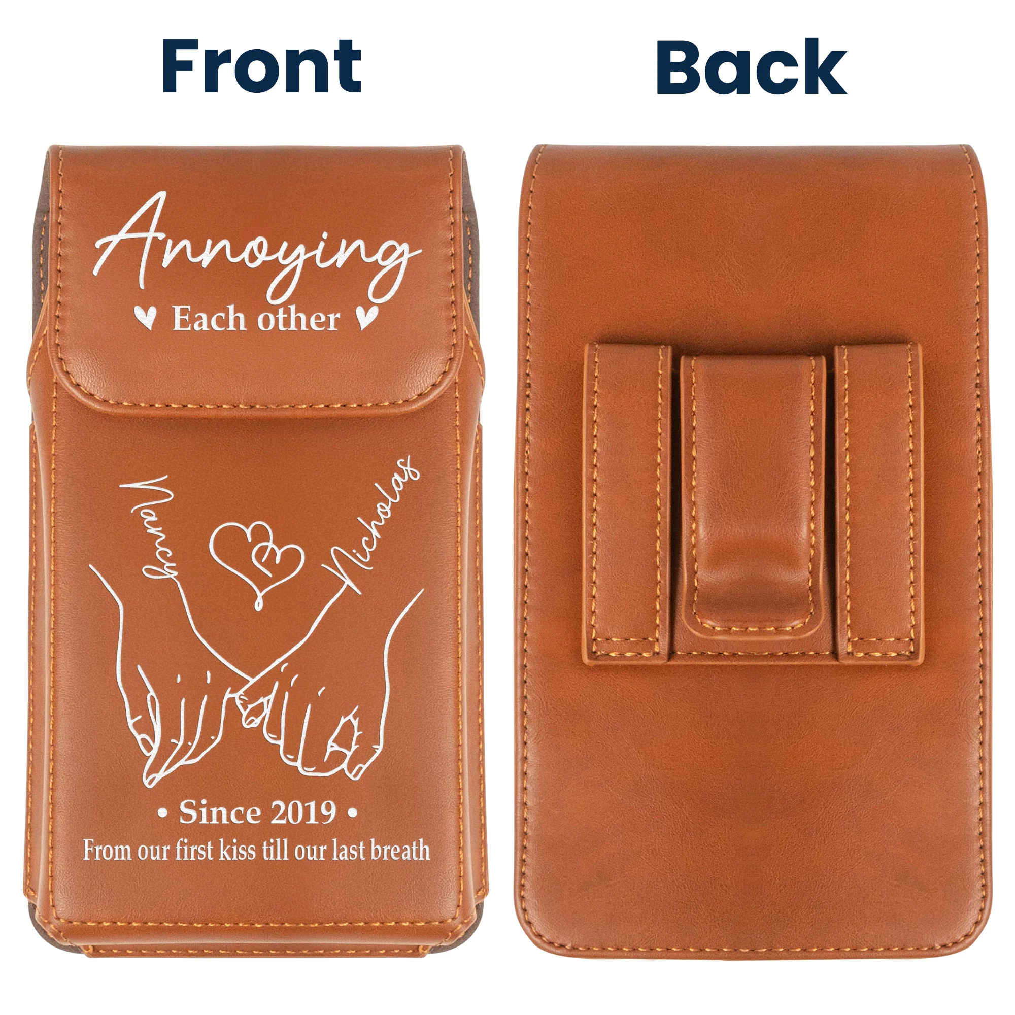 Annoying Each Other - Personalized Leather Phone Holster - Image 2