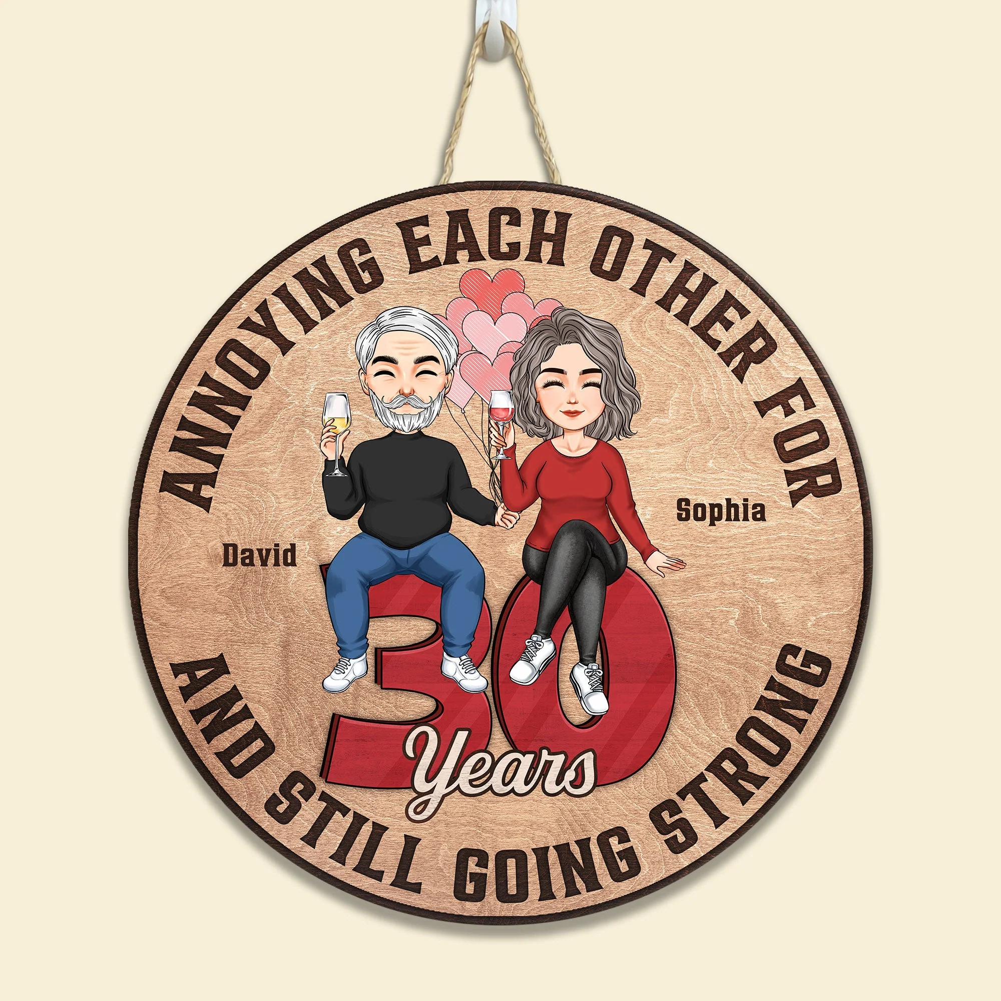 Annoying Each Other - Personalized Round Wood Sign